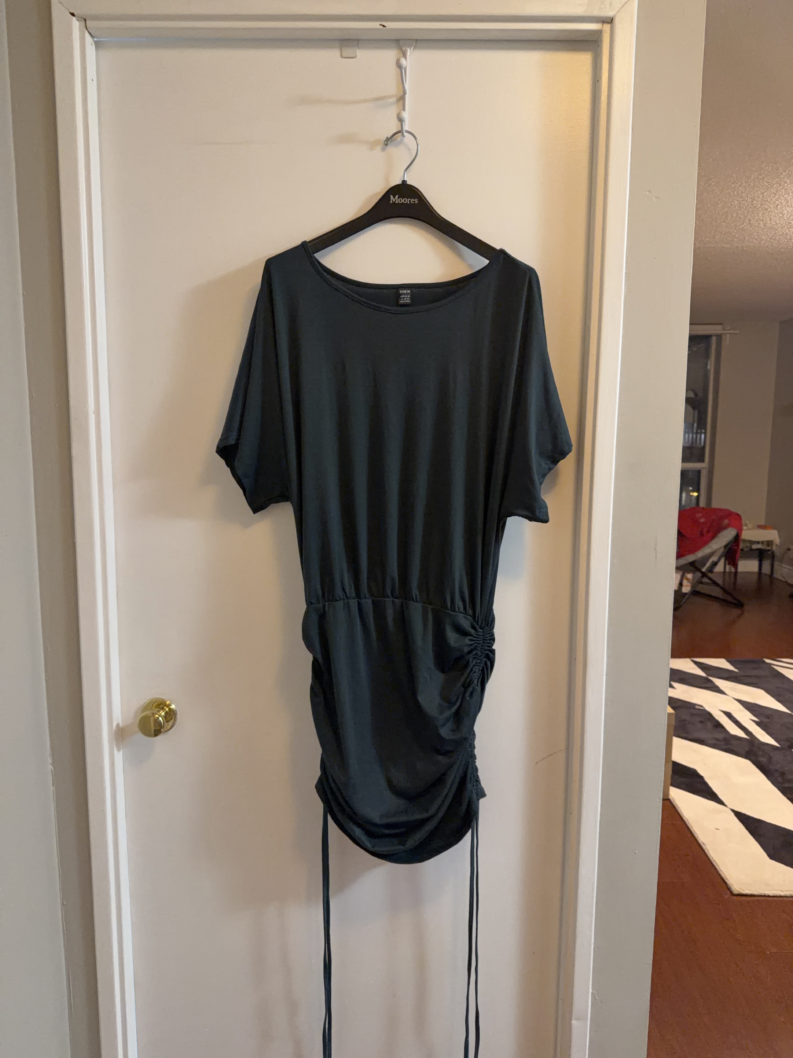 SHEIN Ruched Drawstring T-Shirt Dress