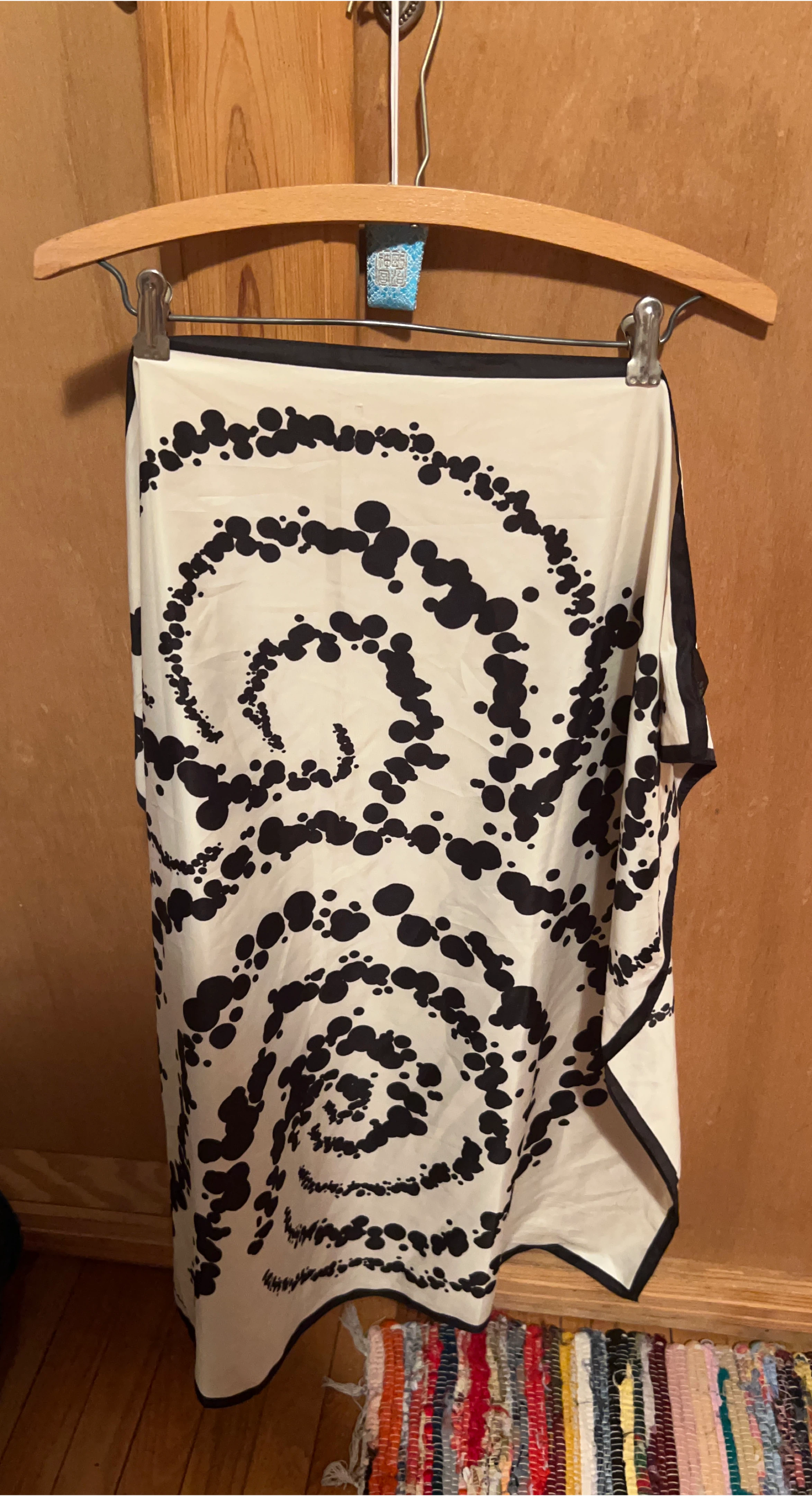H&M Square Scarf - Black & White Dot Swirl