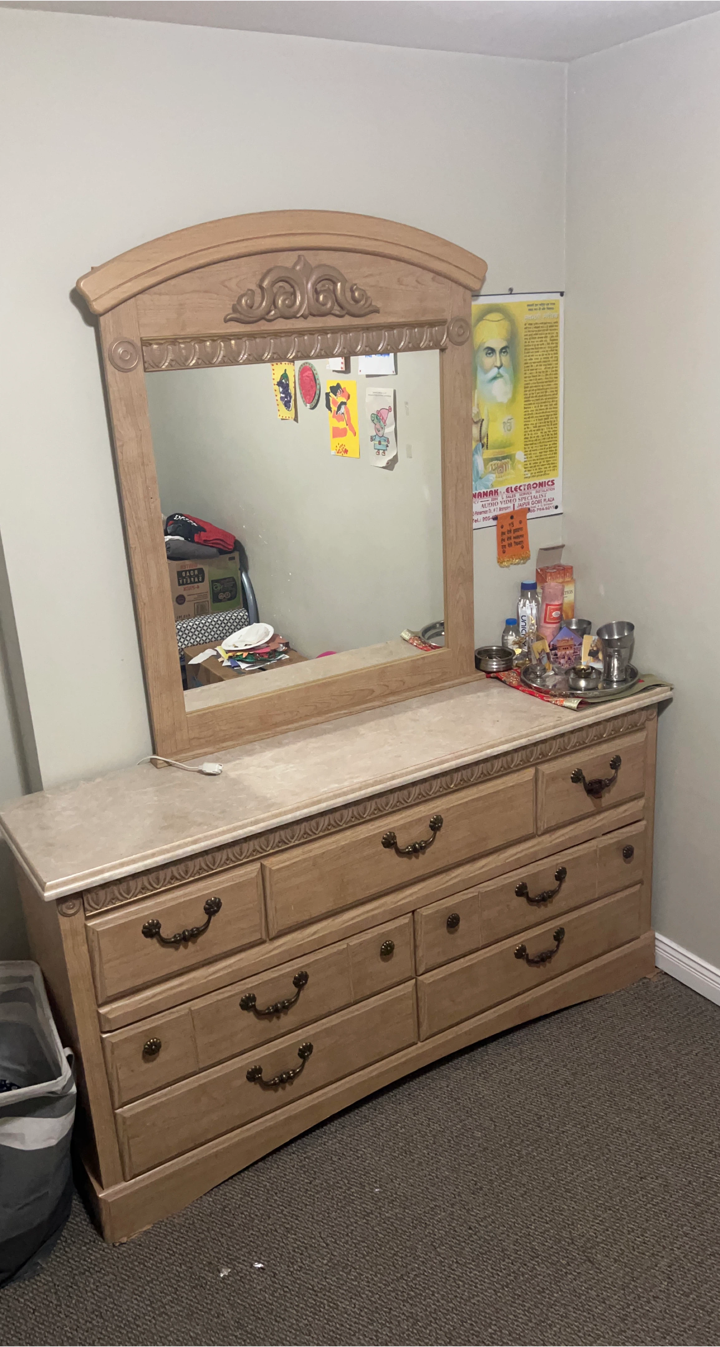 Wooden Dresser with Mirror ( Moving Sale )