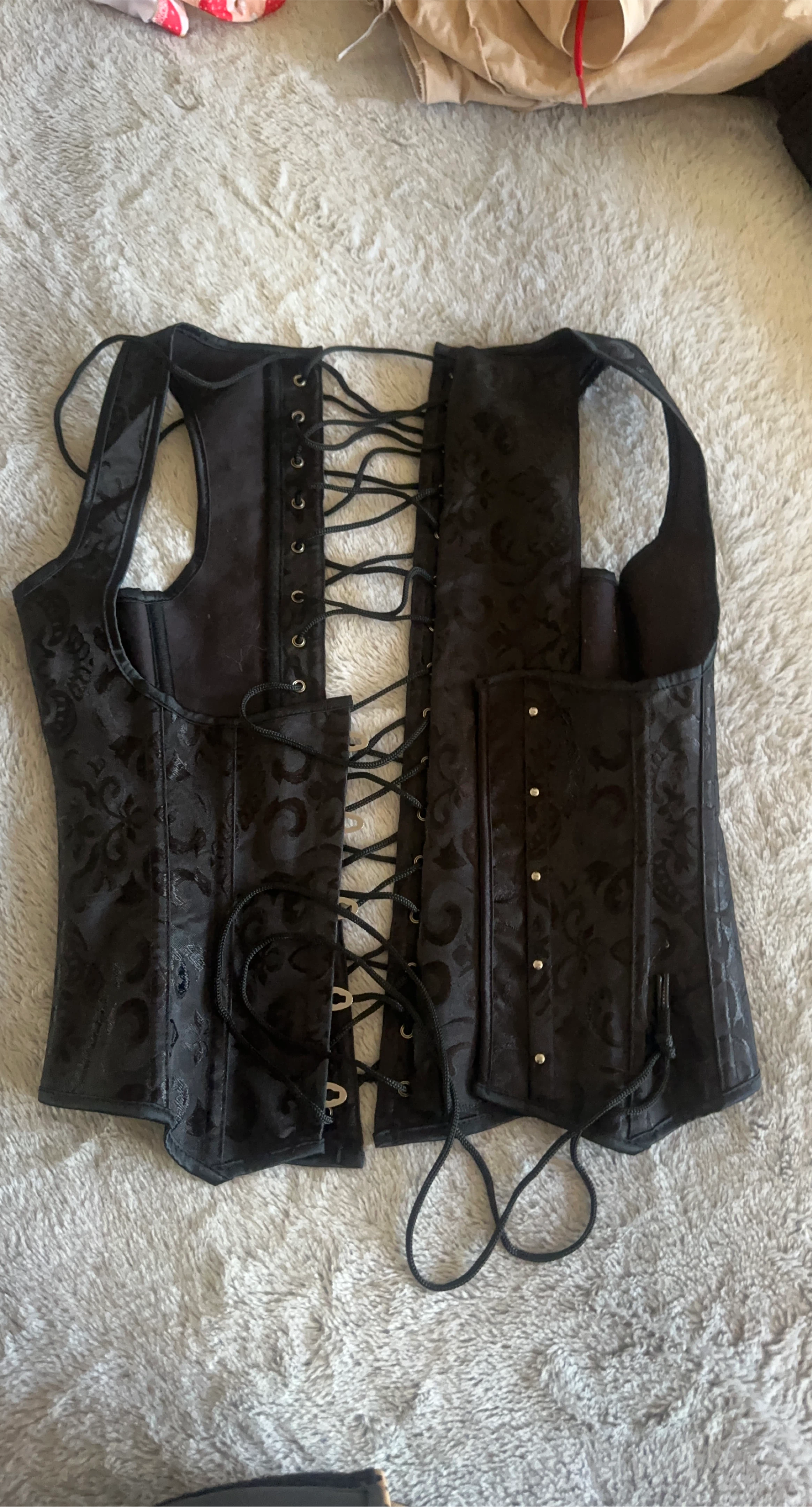 Black Brocade Corset Vest