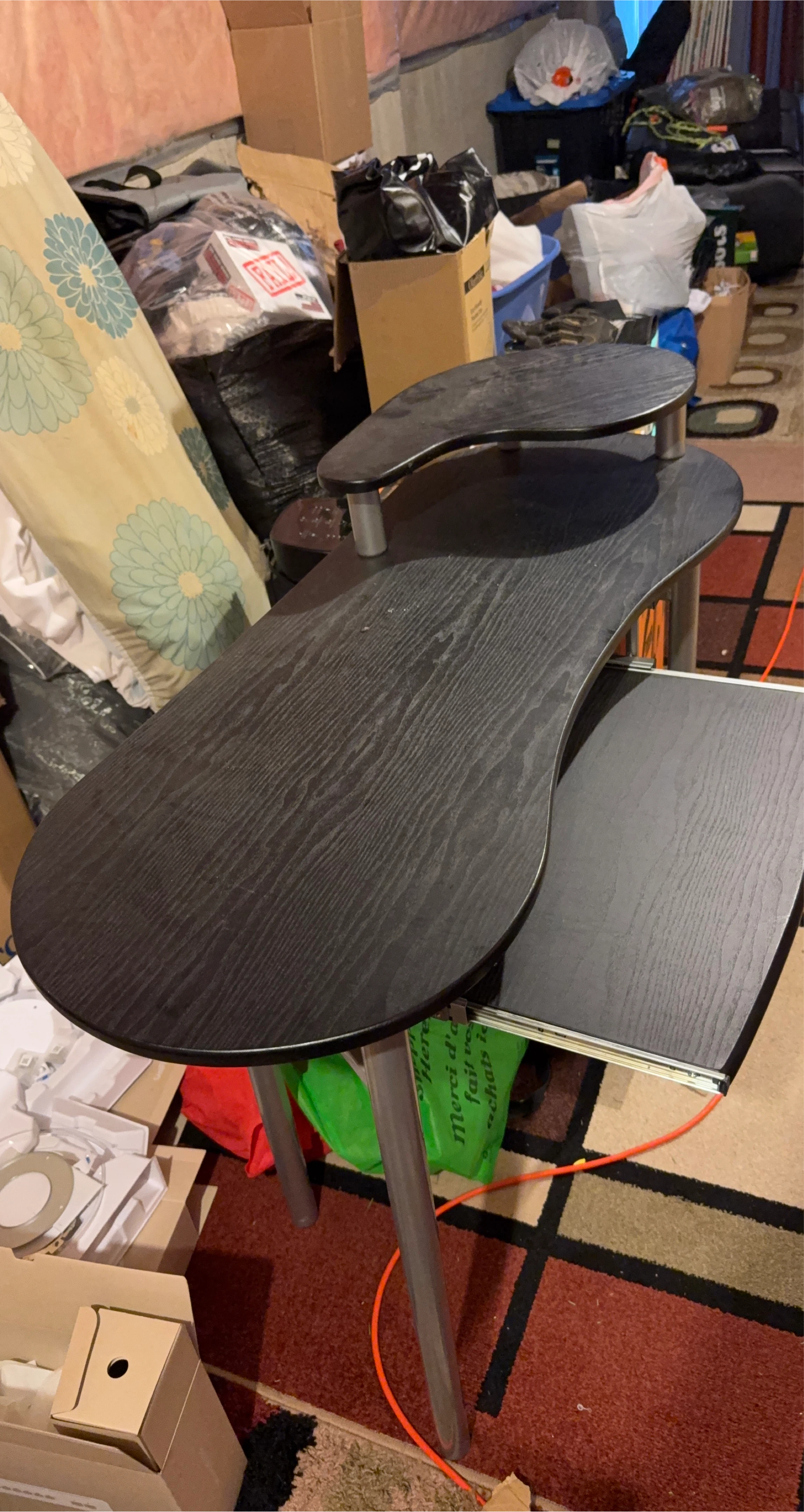 Black multi-level computer desk