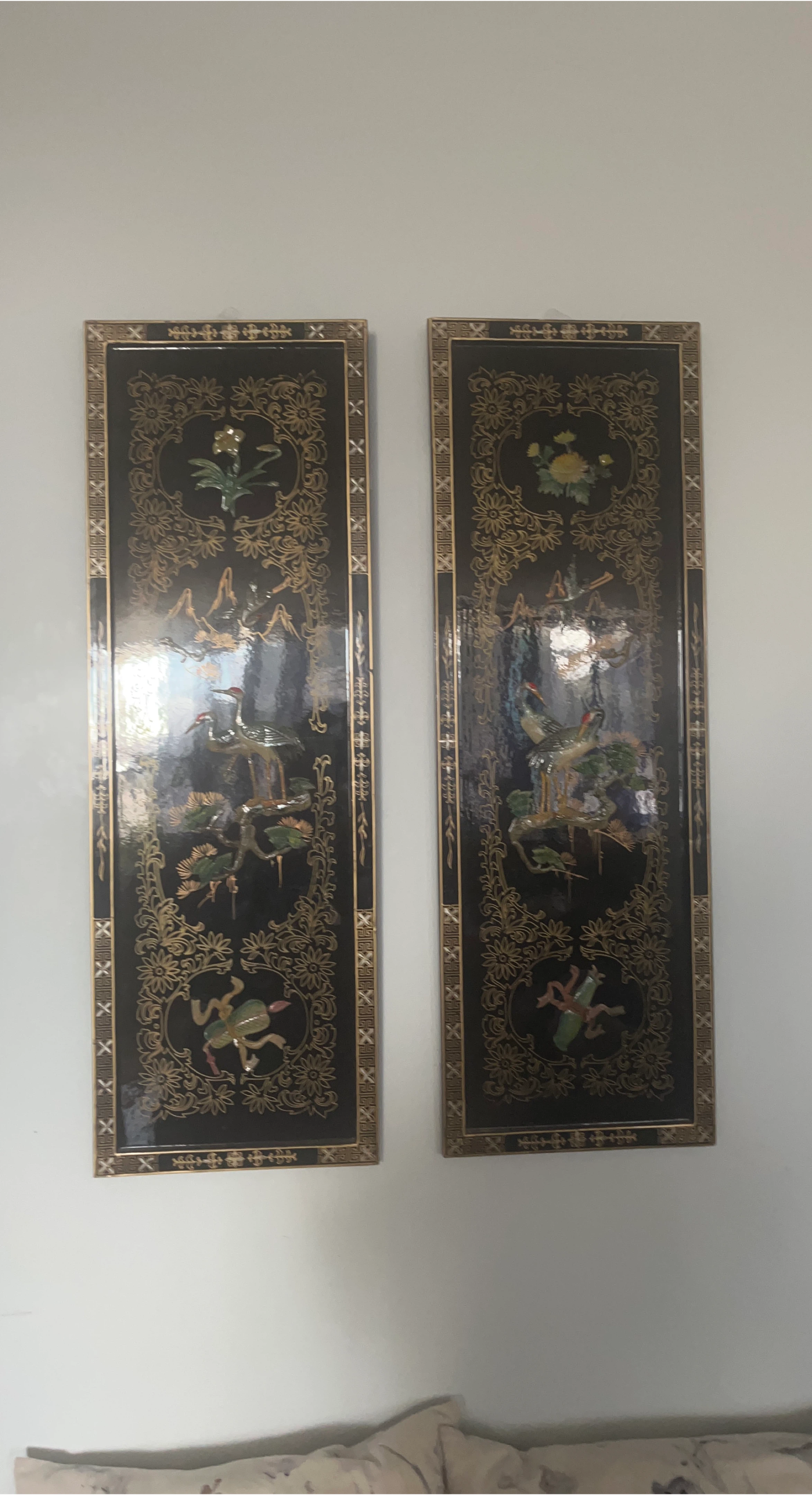 Vintage Lacquer Wall Panels - Set of 2