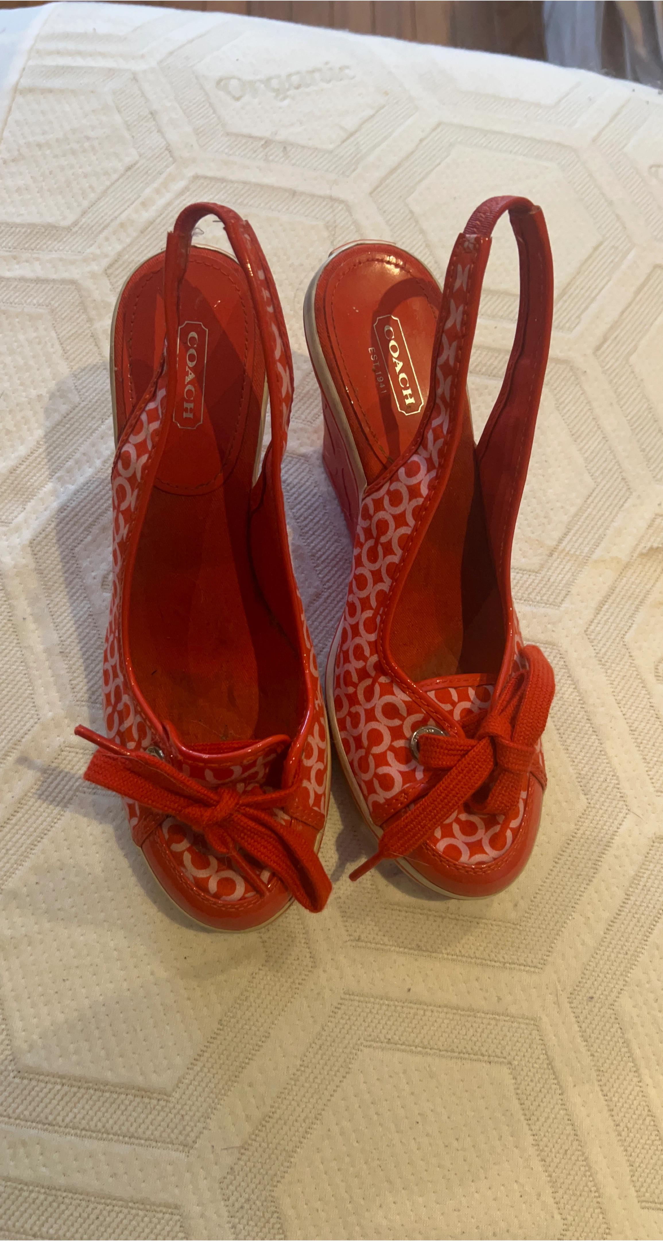 Red Coach Slingback Wedge Heels