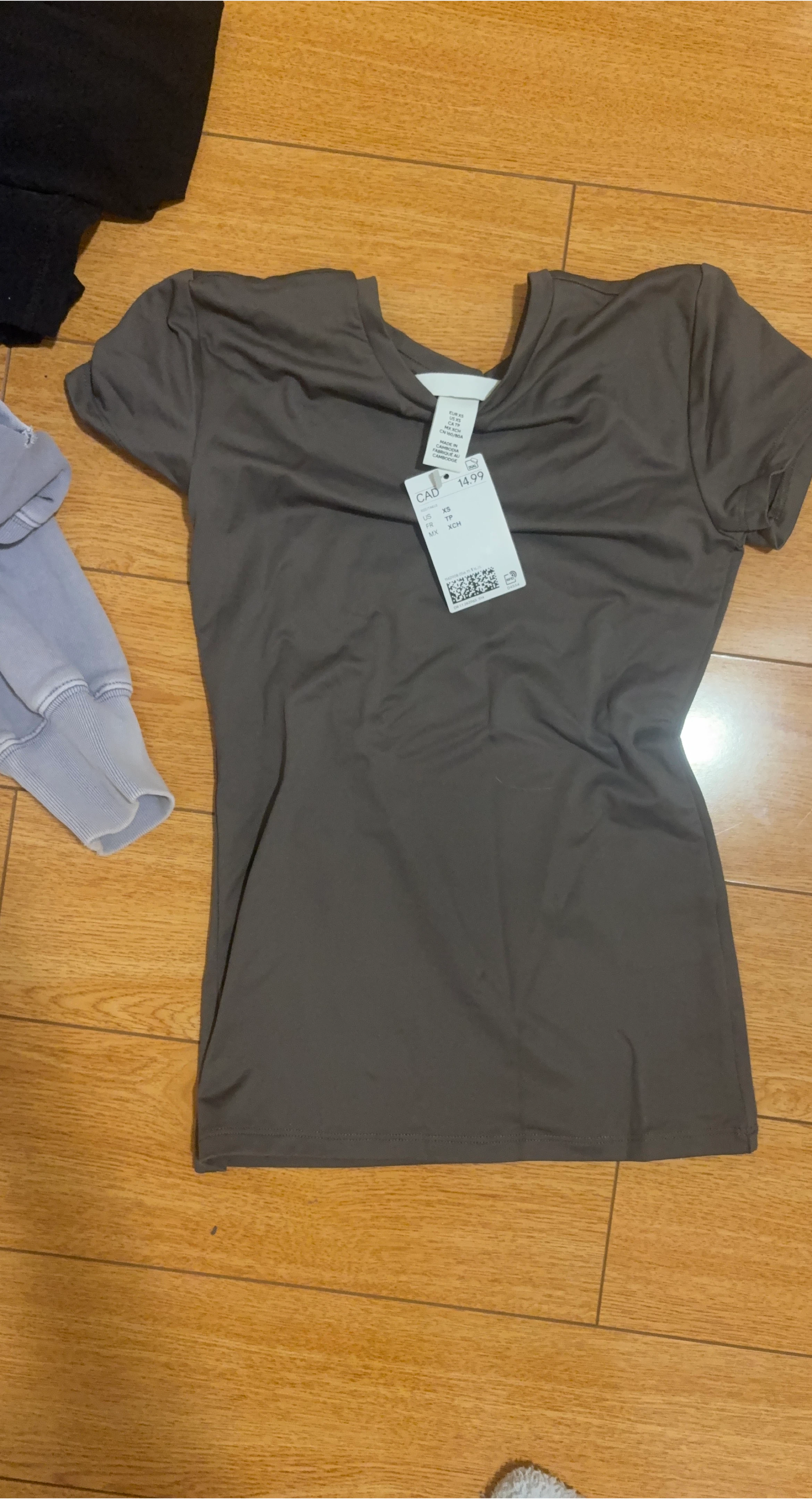 H&M Women's Short Sleeve Top - Charcoal - XS
