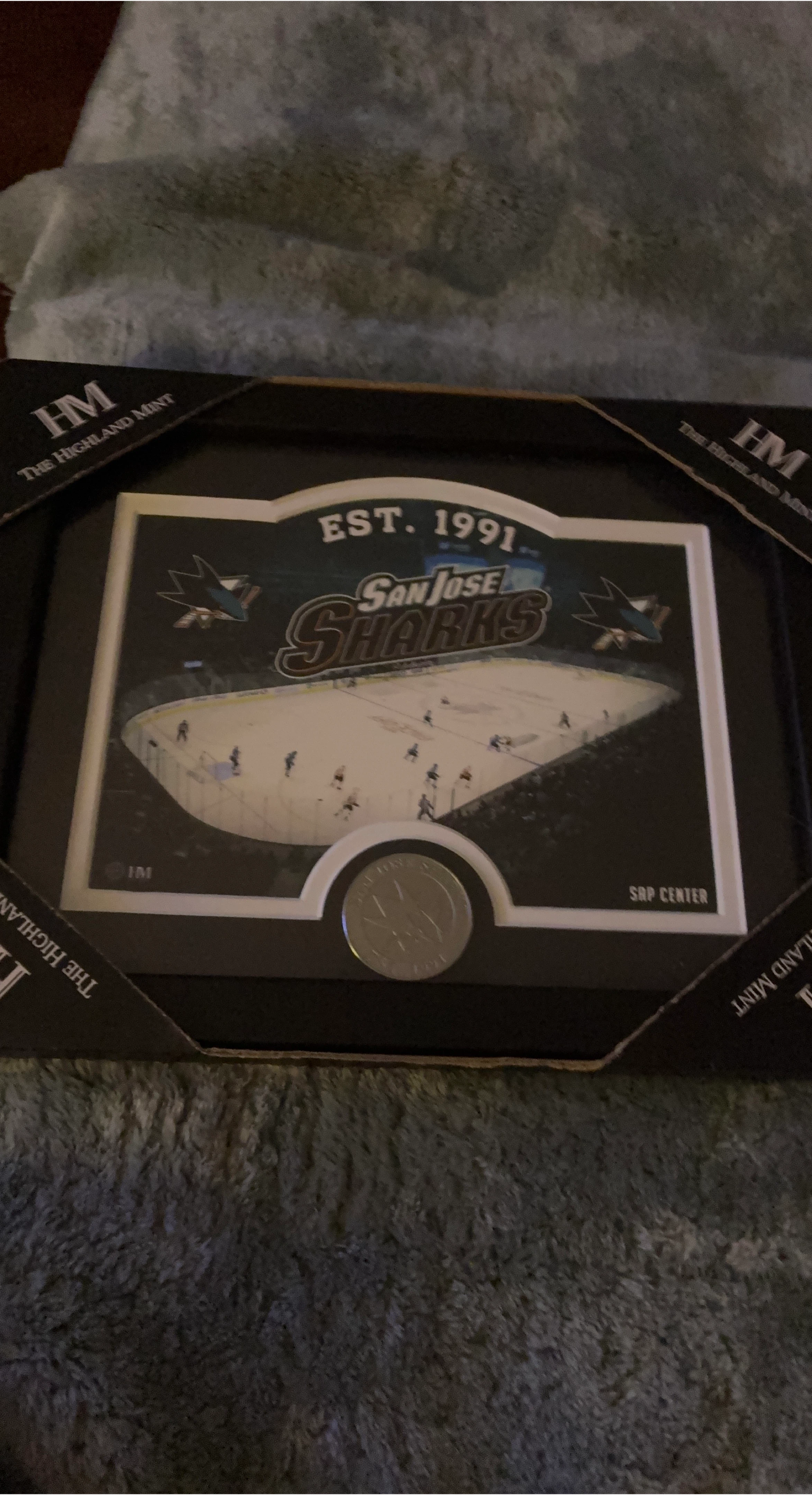 The Highland Mint Sharks EST  Hockey Framed Collectible