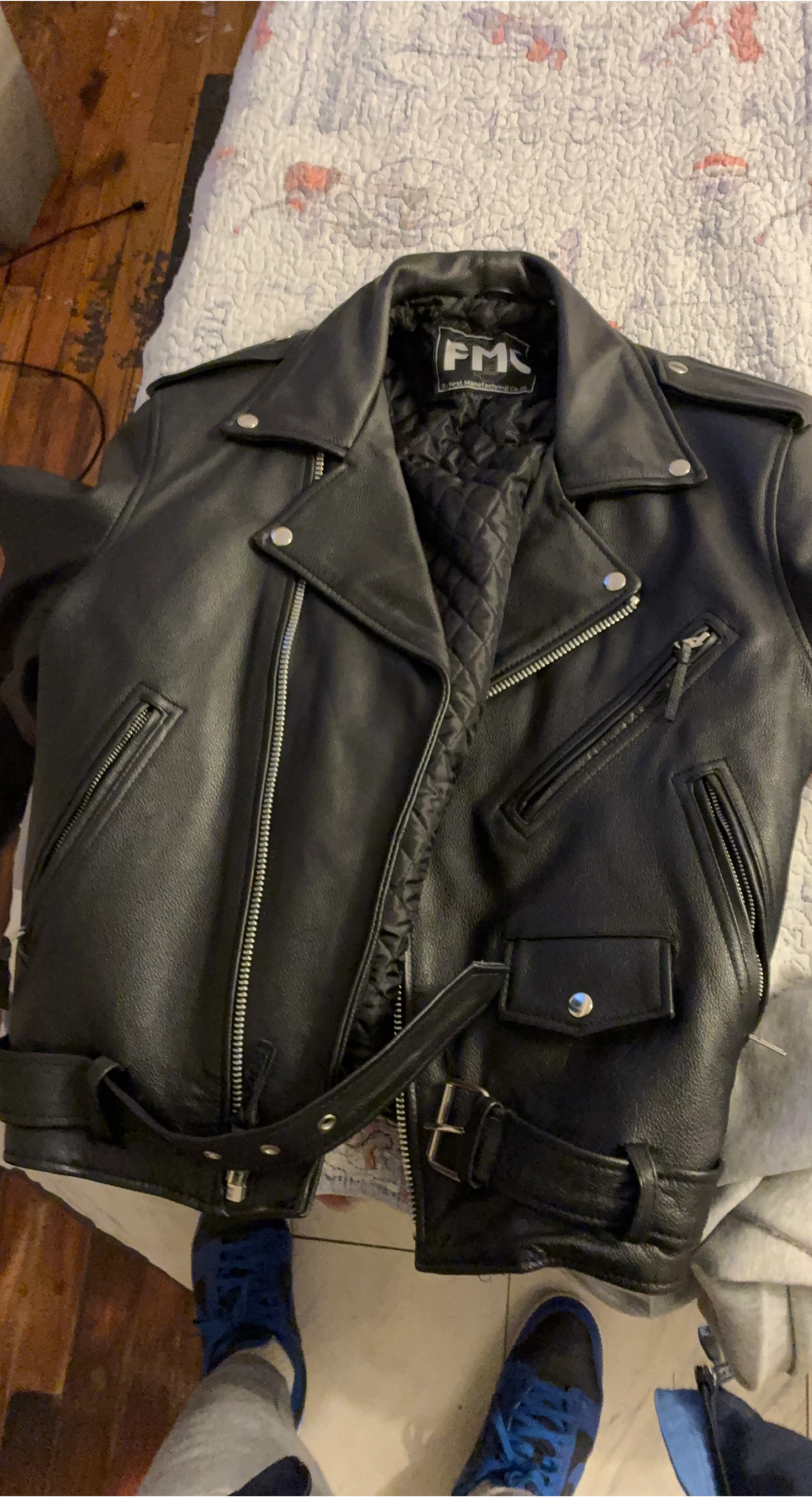 FMC Black Leather Motorcycle Jacket