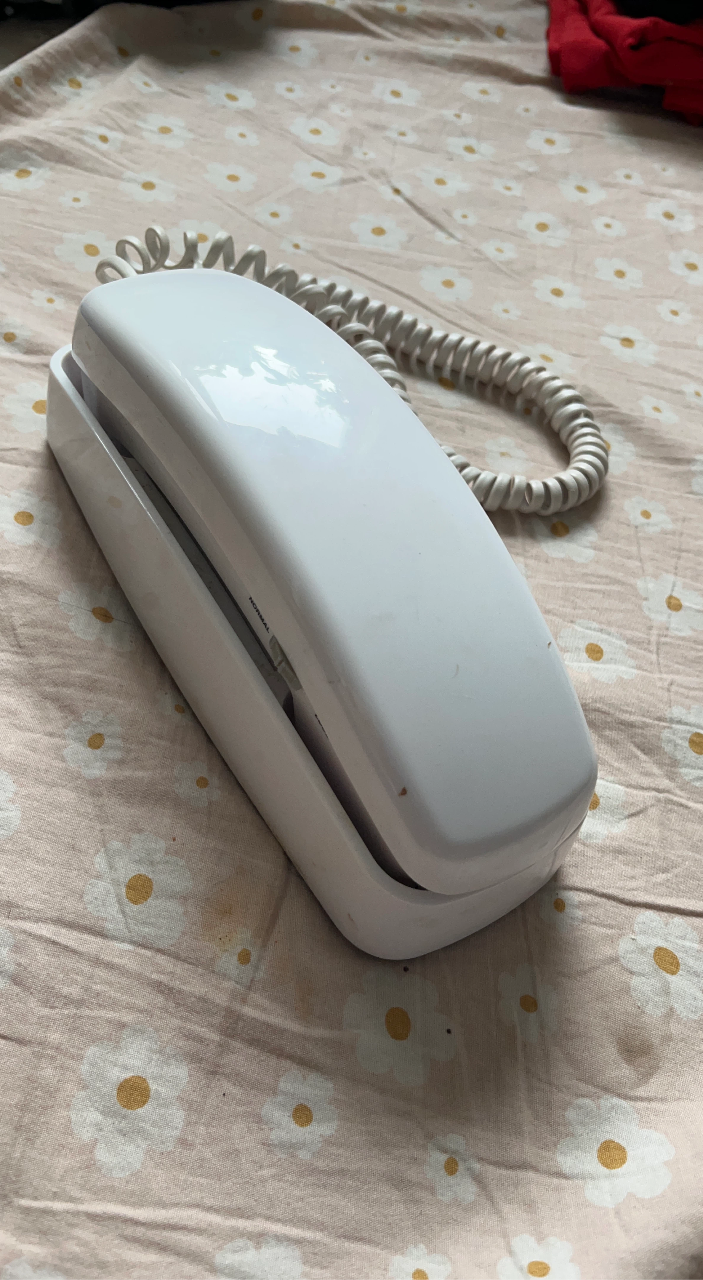 White corded telephone