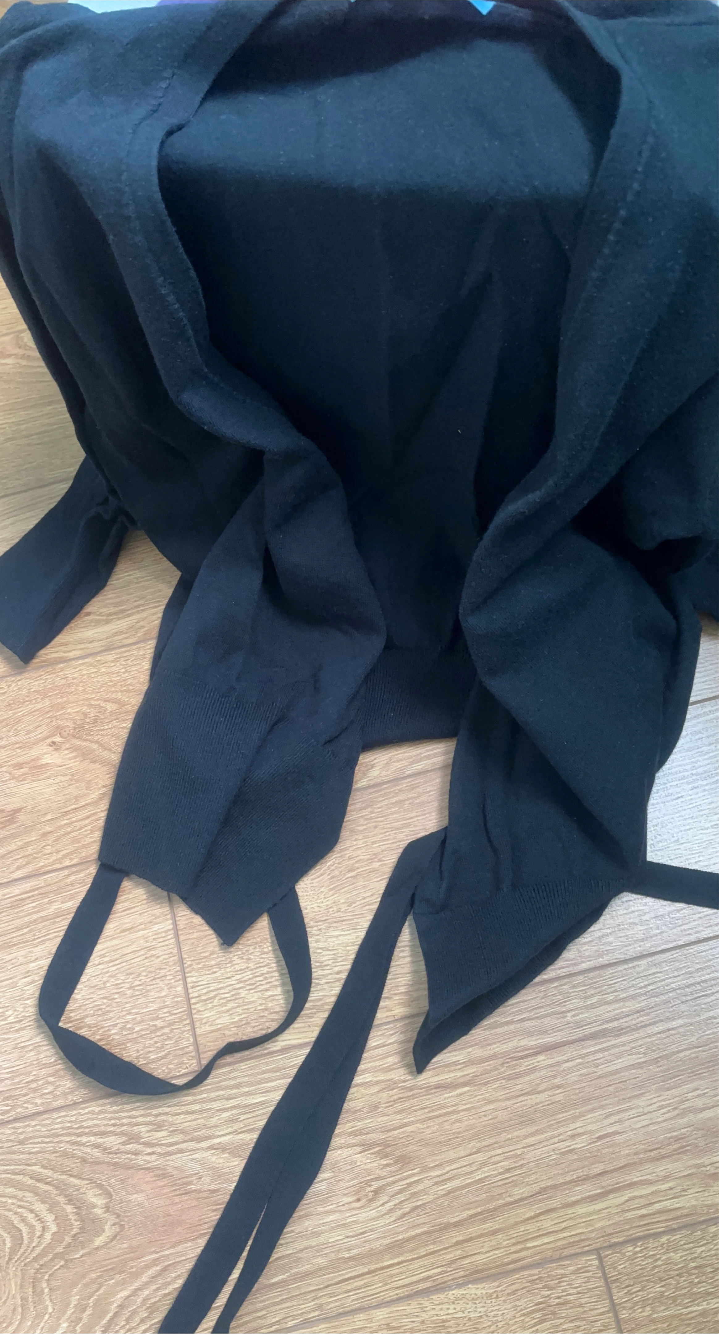 Black Cardigan Sweater with Tie Details