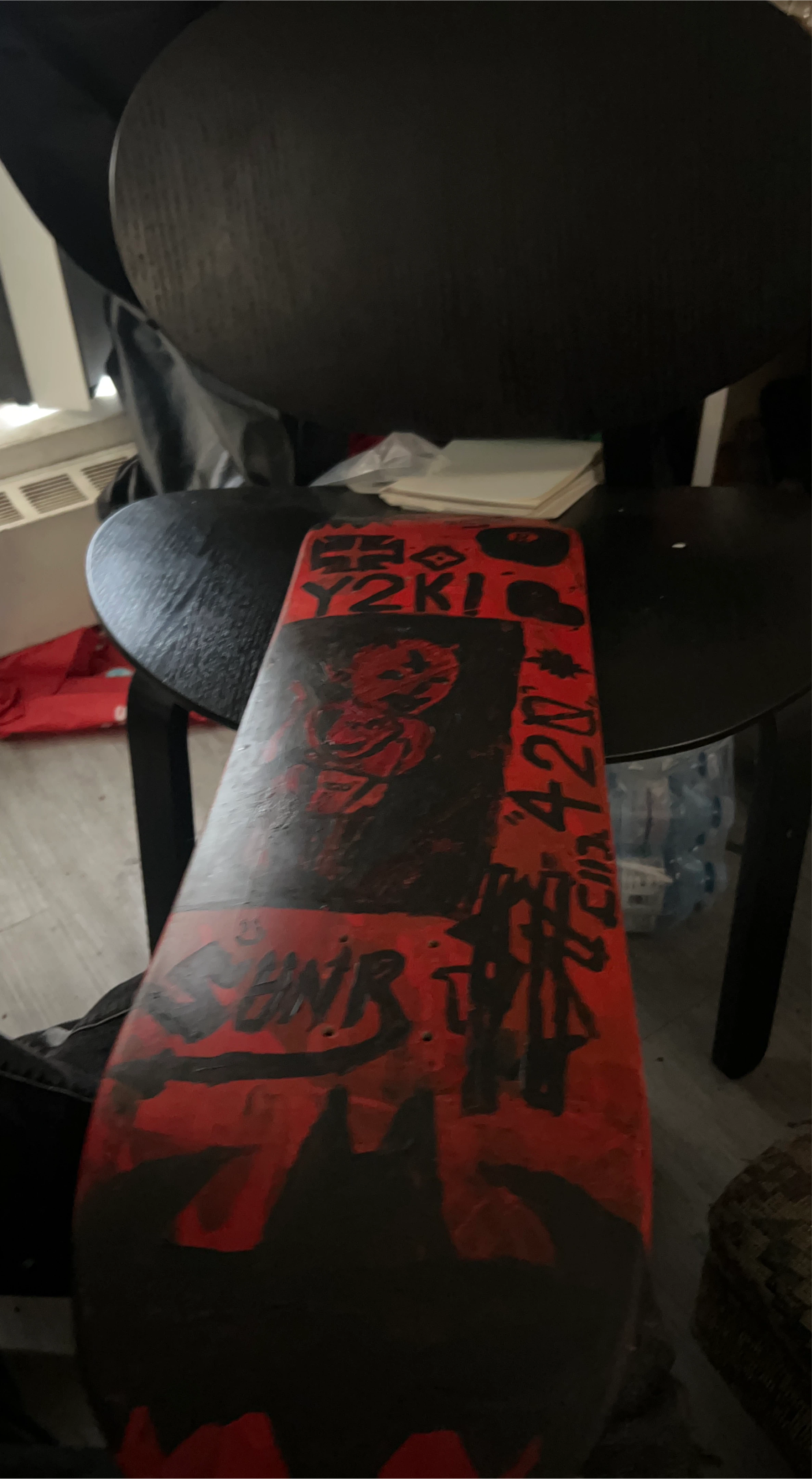 Custom Red and Black Skateboard Deck