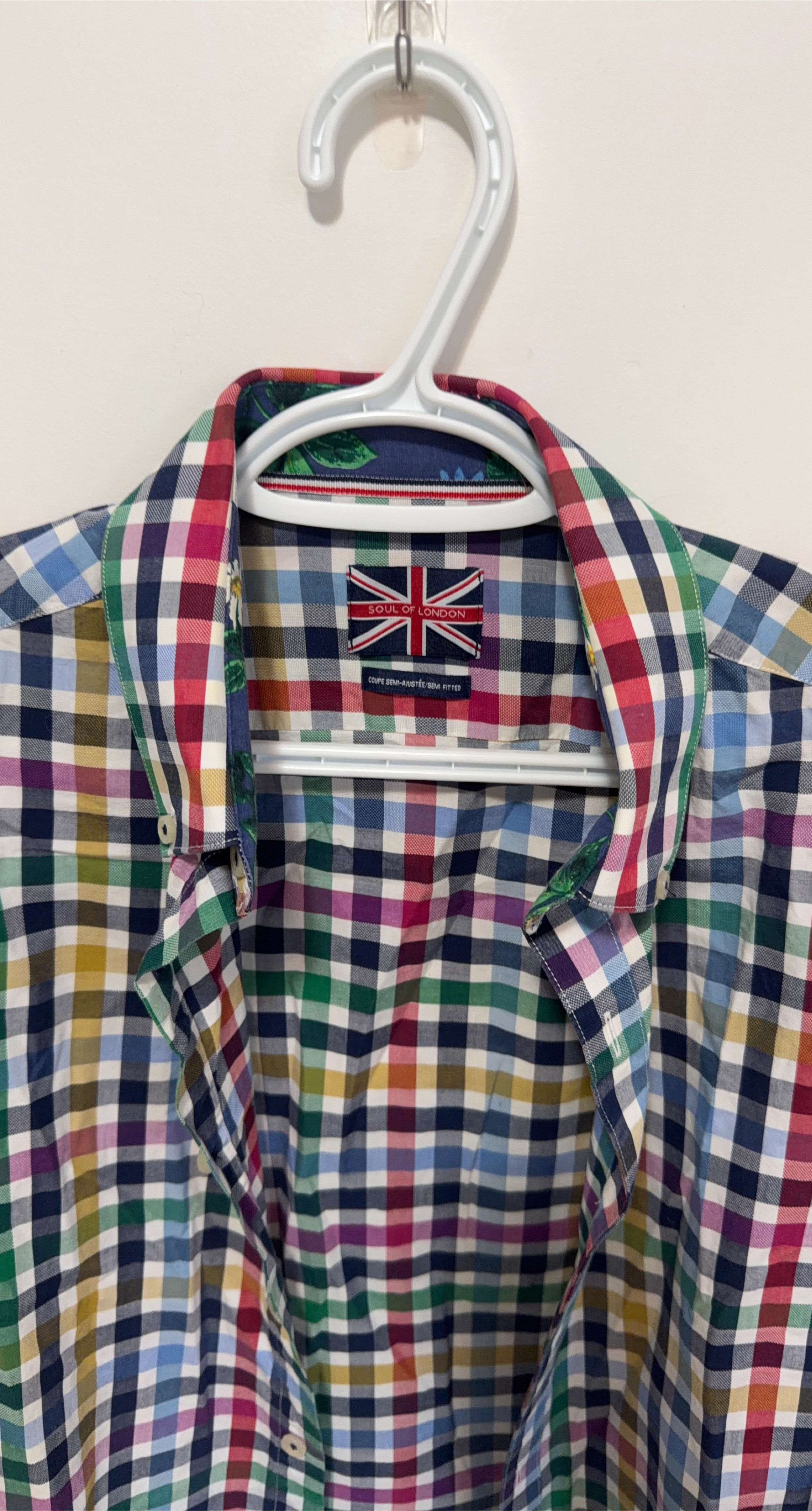 Soul of London Men's Semi-Fitted Checkered Shirt
