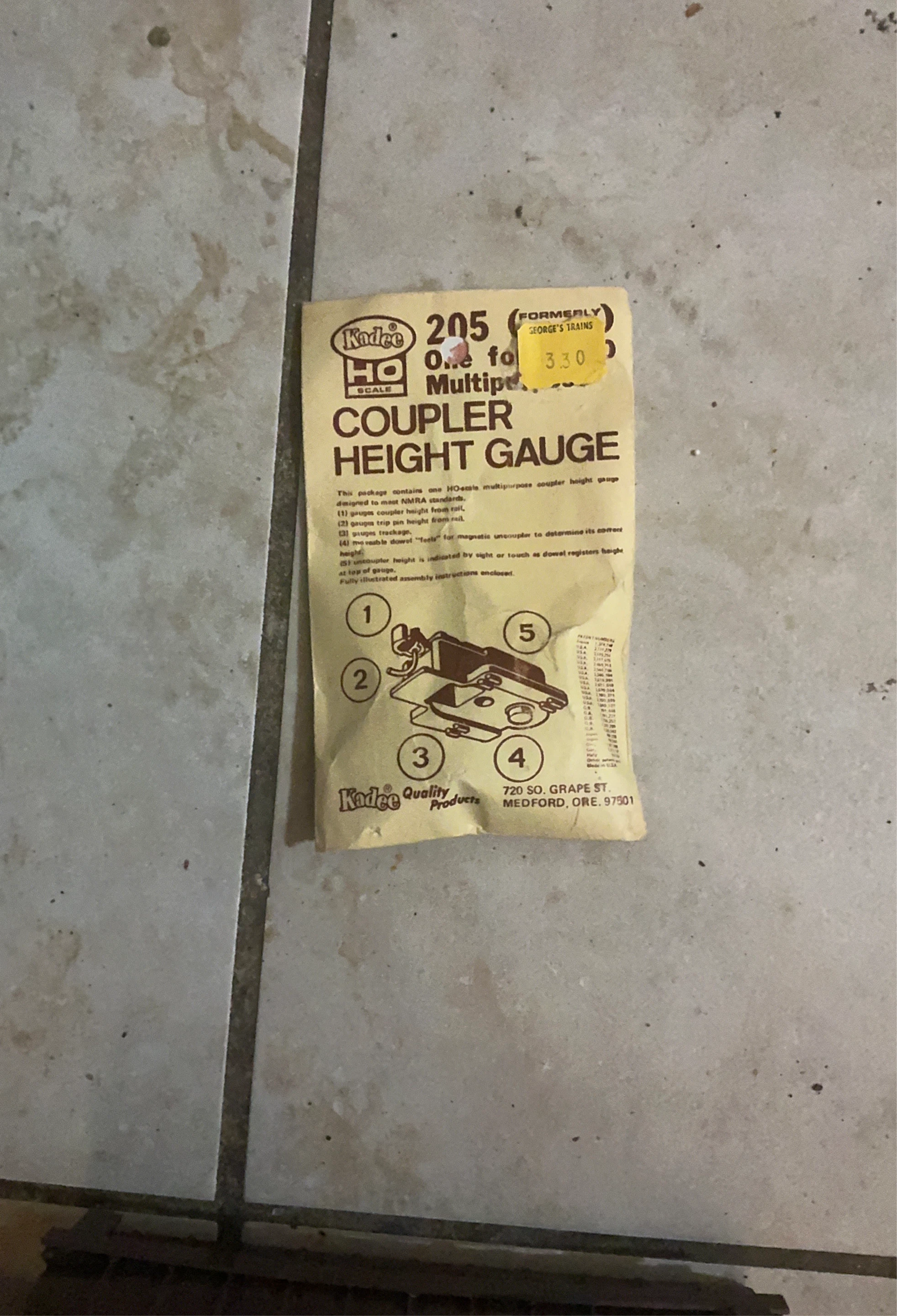Kadee HO Scale 205 Coupler Height Gauge