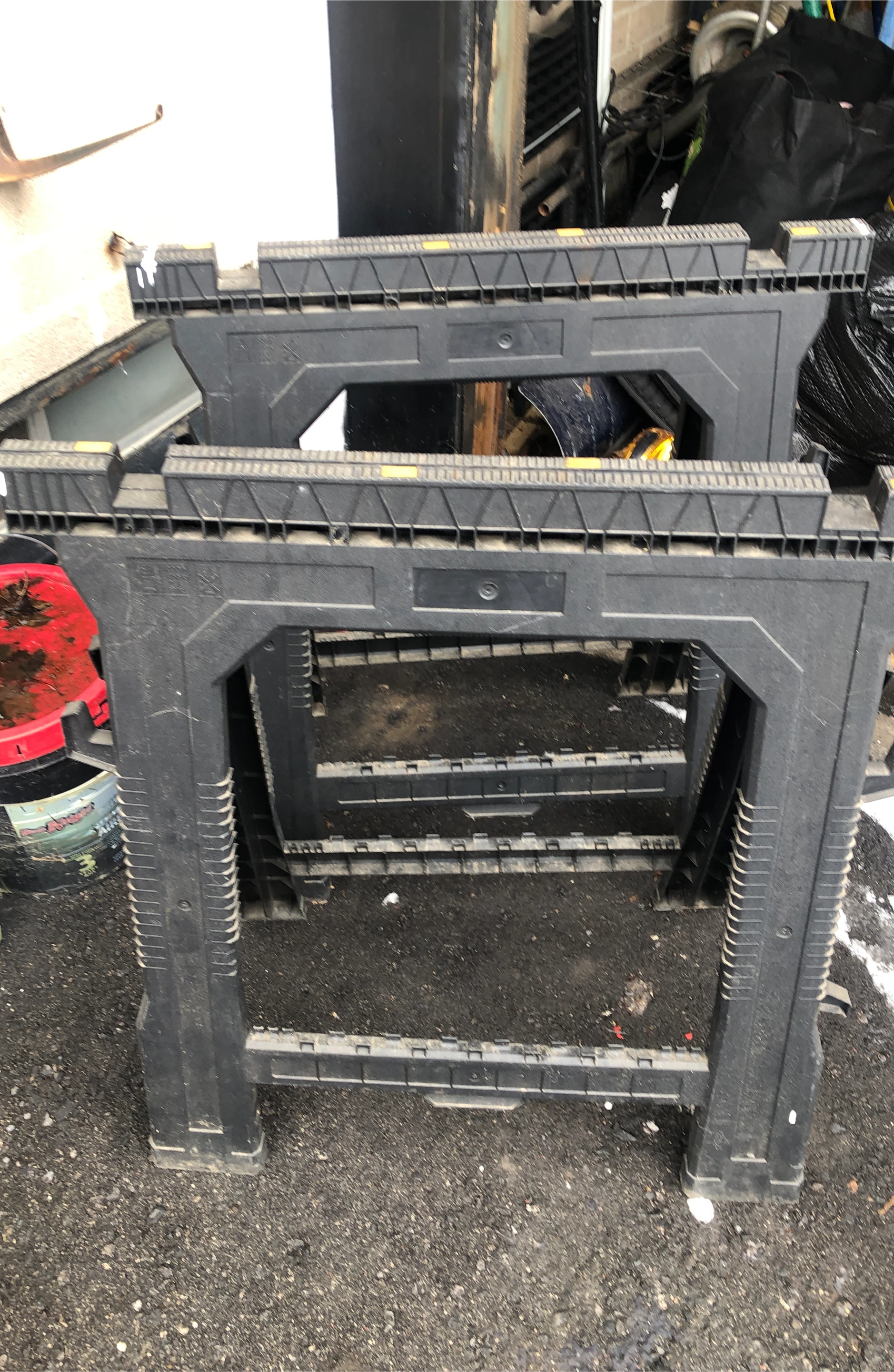 Pair of Black Plastic Sawhorses