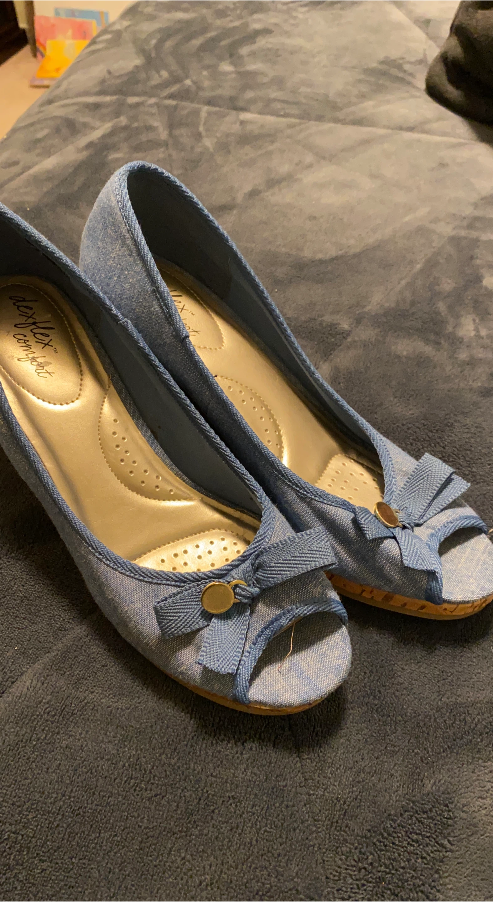 Comfort Plus Wedge Heels - Blue Denim Style