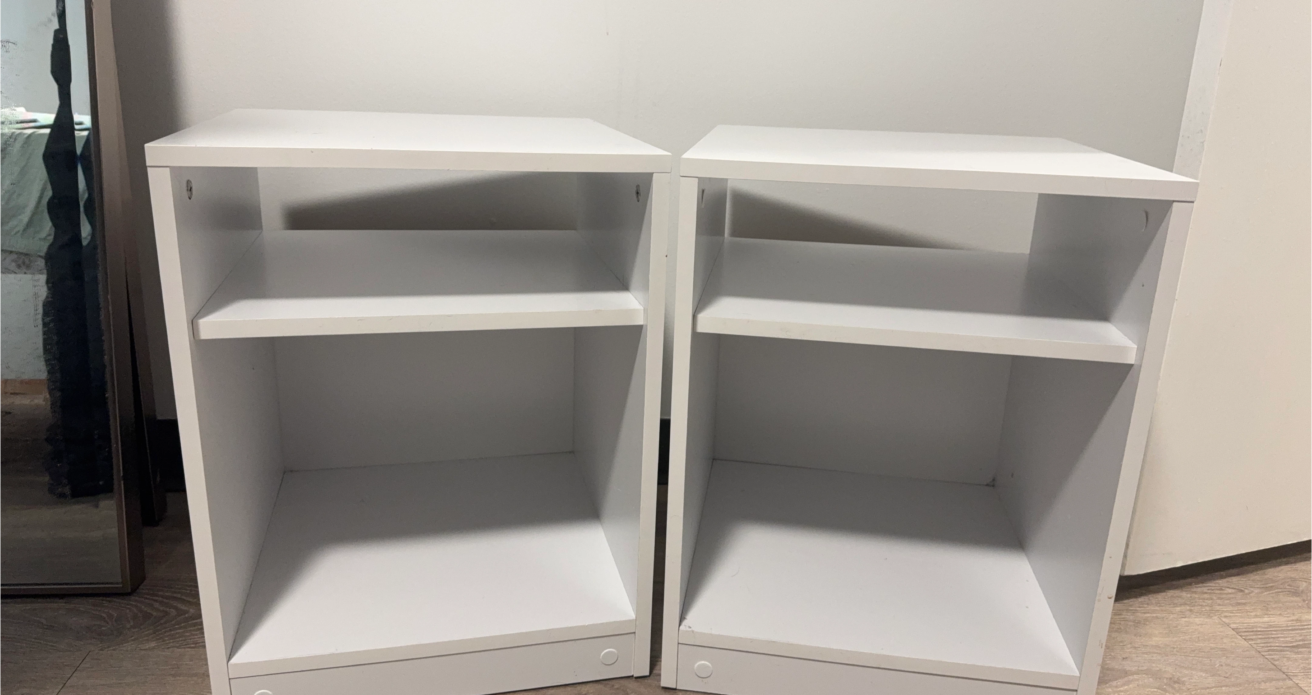 Two White Cube Storage Units