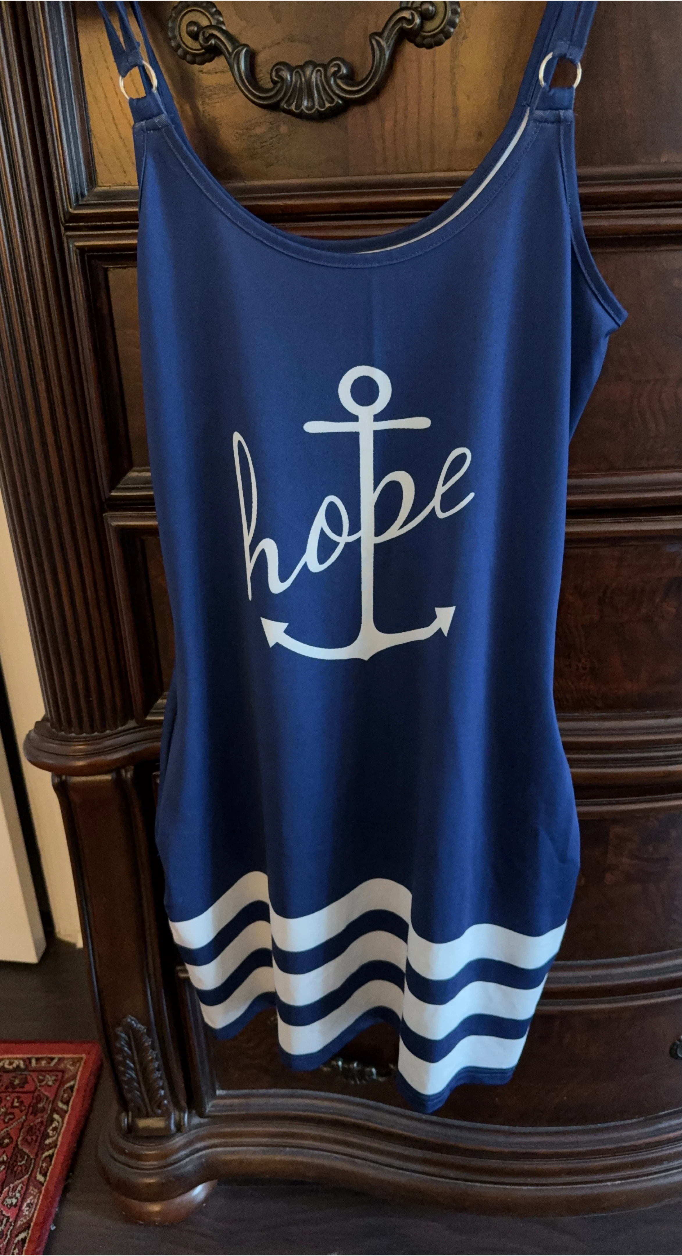 Blue summer dress with  Anchor and "Hope" Graphic