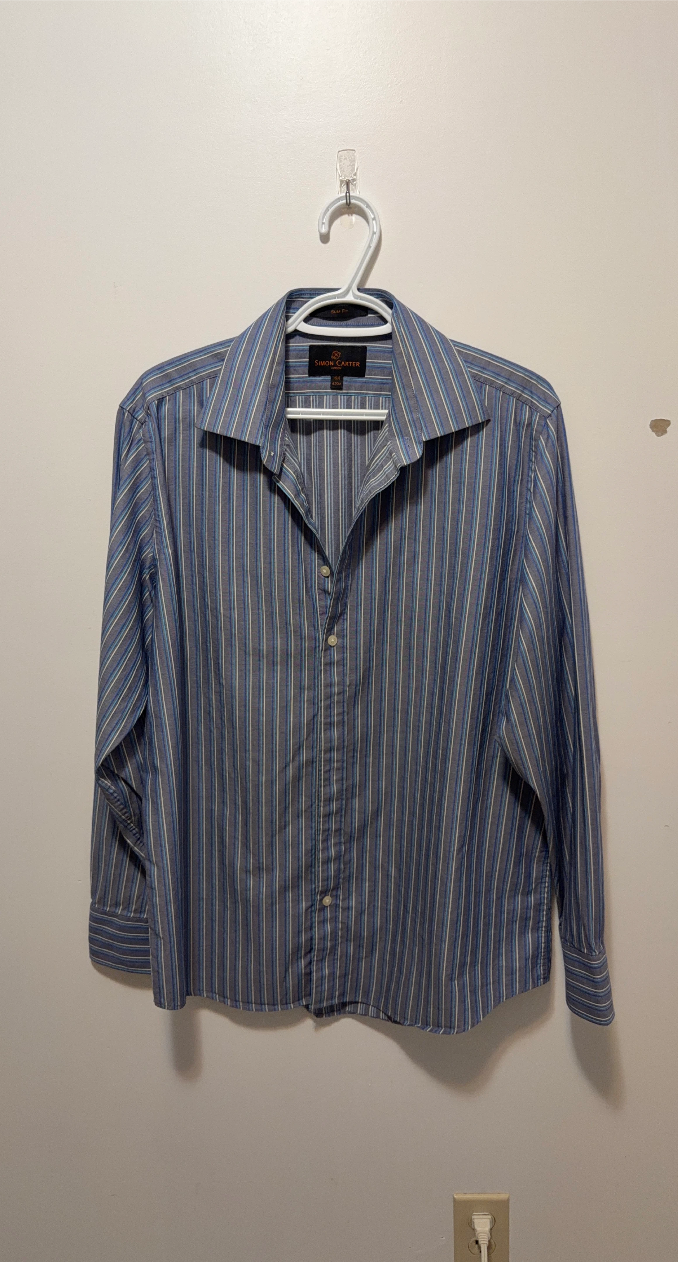 Slim Fit Striped Dress Shirt - Size 16.5" / 42cm