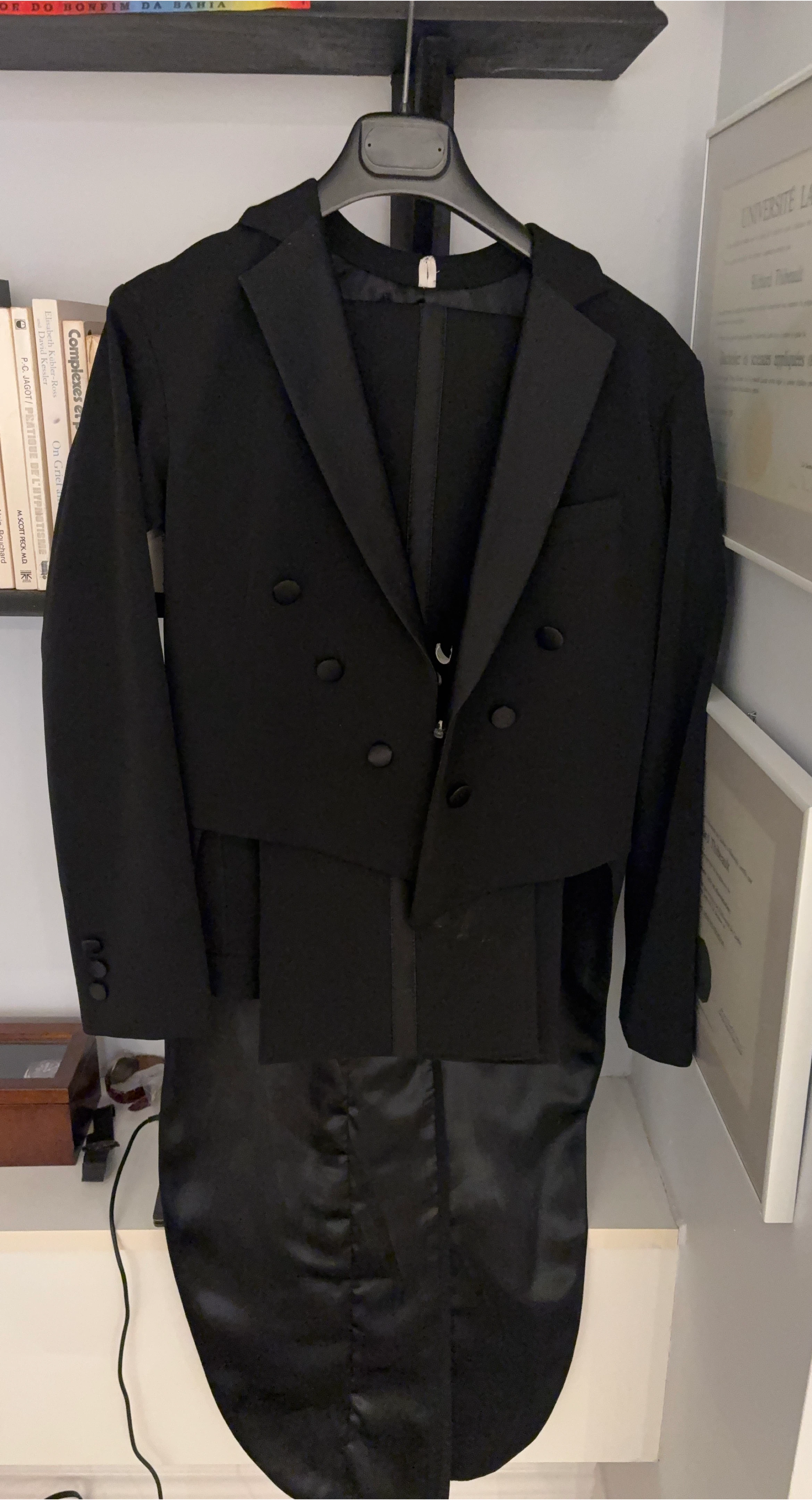 Black tuxedo tailcoat