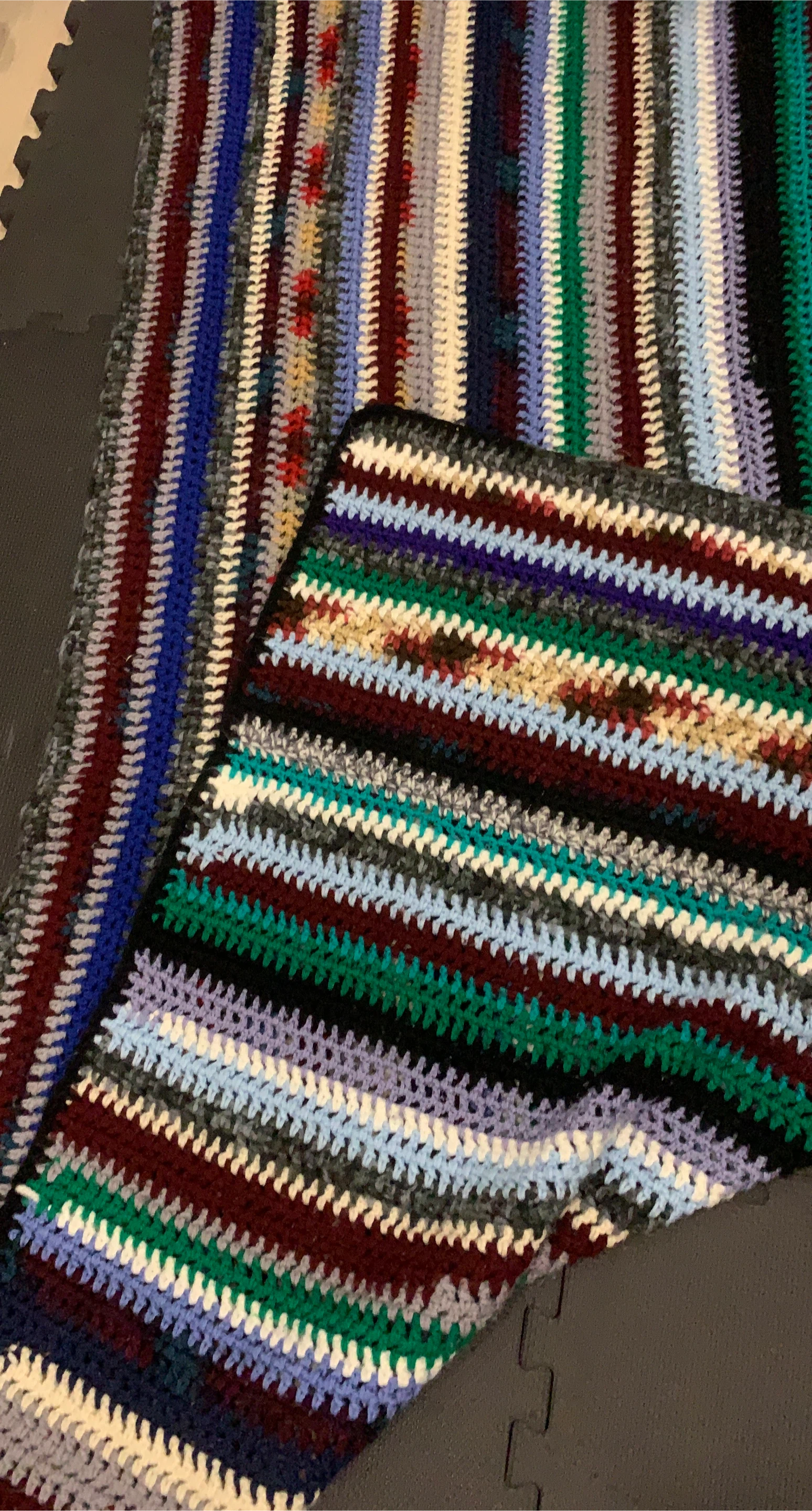 Handmade Striped Crochet Blanket Throw