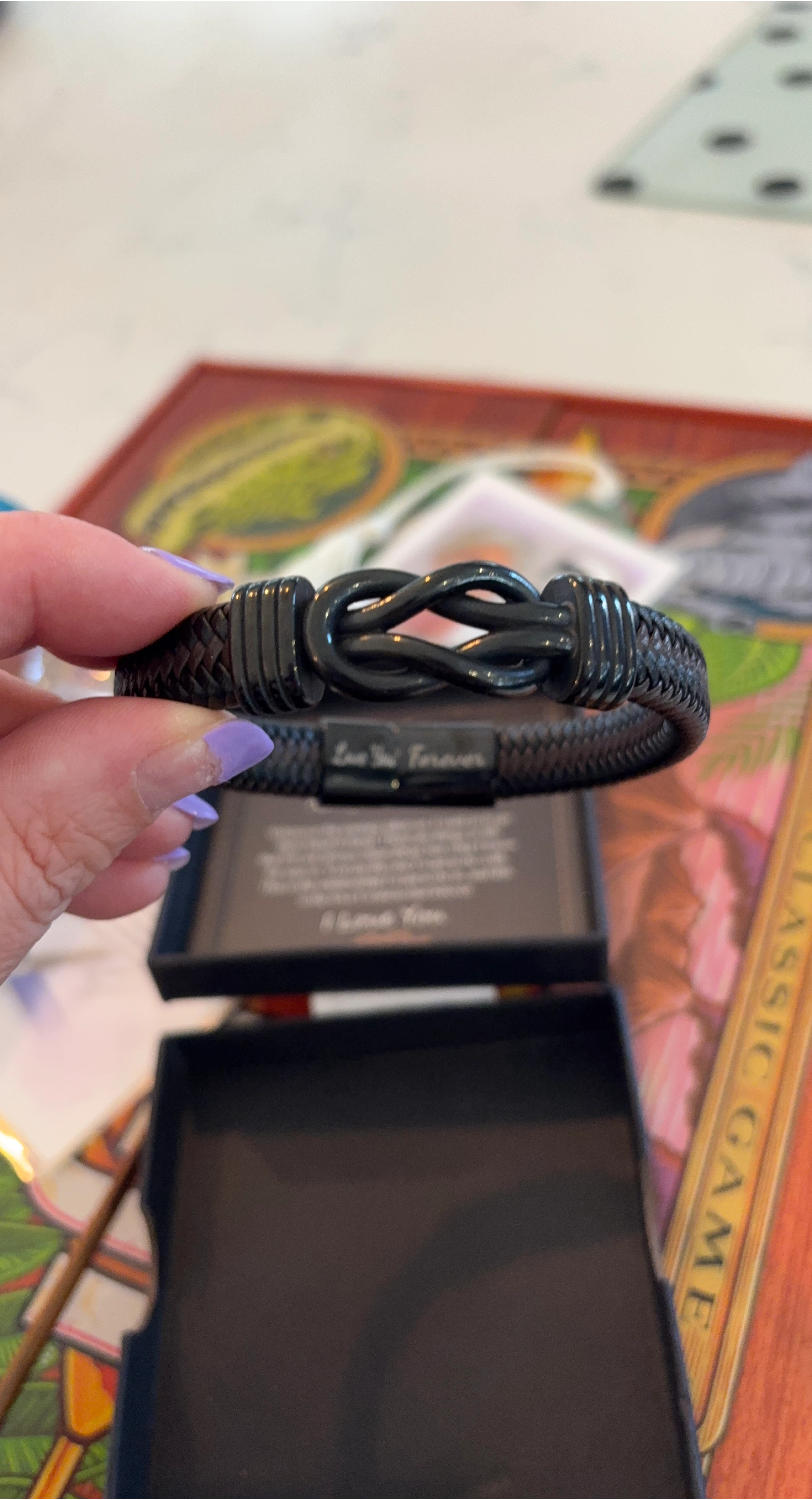 Black Leather Infinity Knot Bracelet