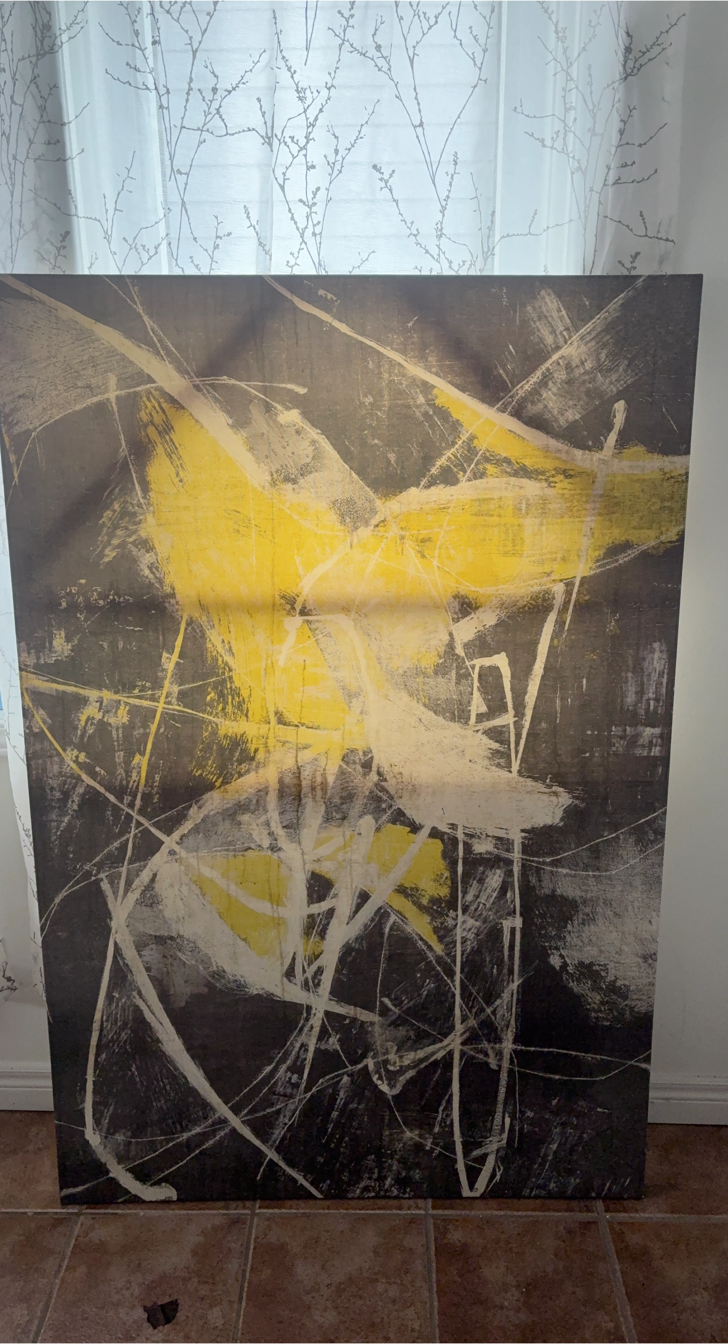 Abstract Yellow and Black Canvas Art