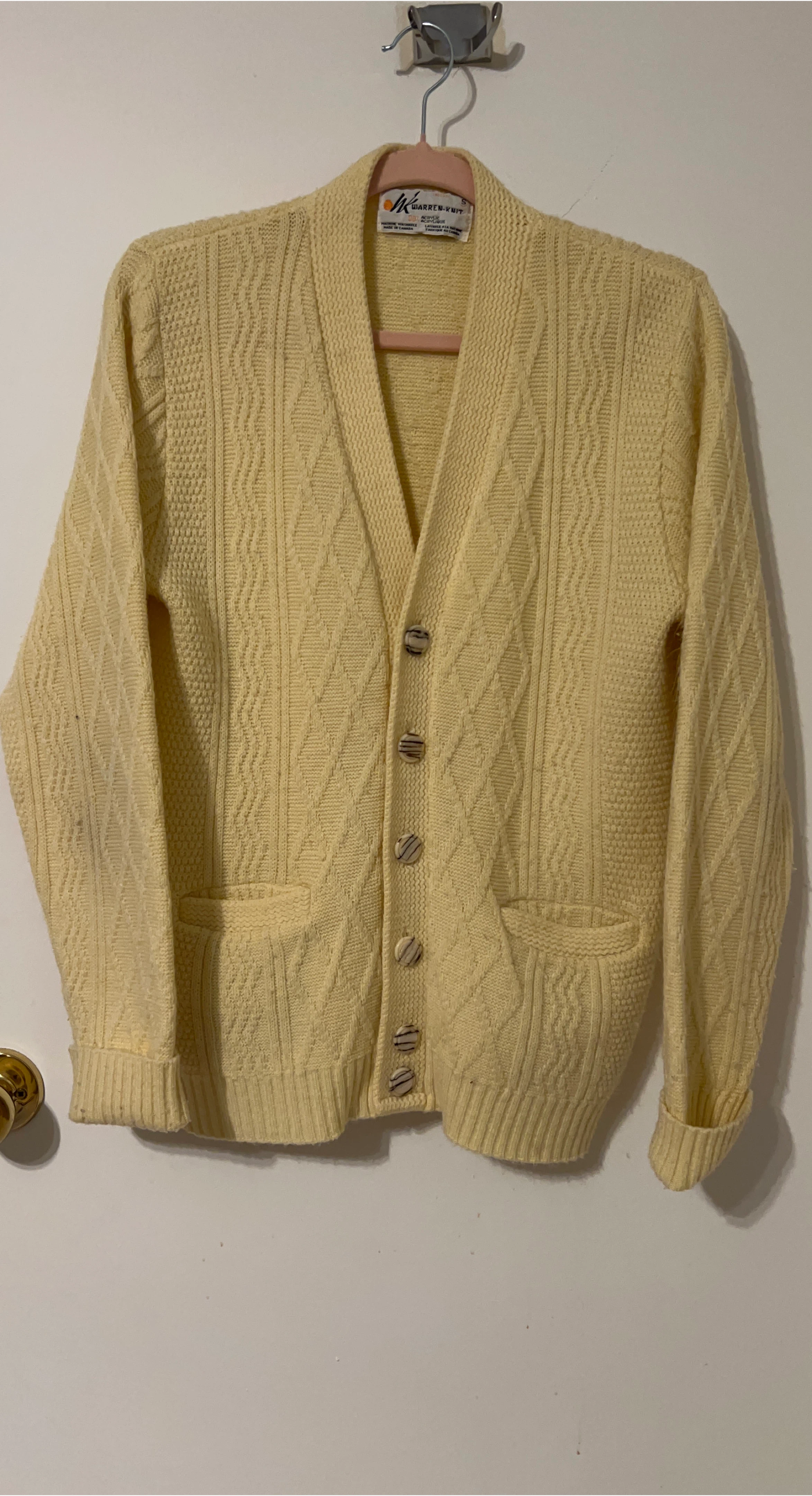 Butter Yellow Cable Knit Cardigan