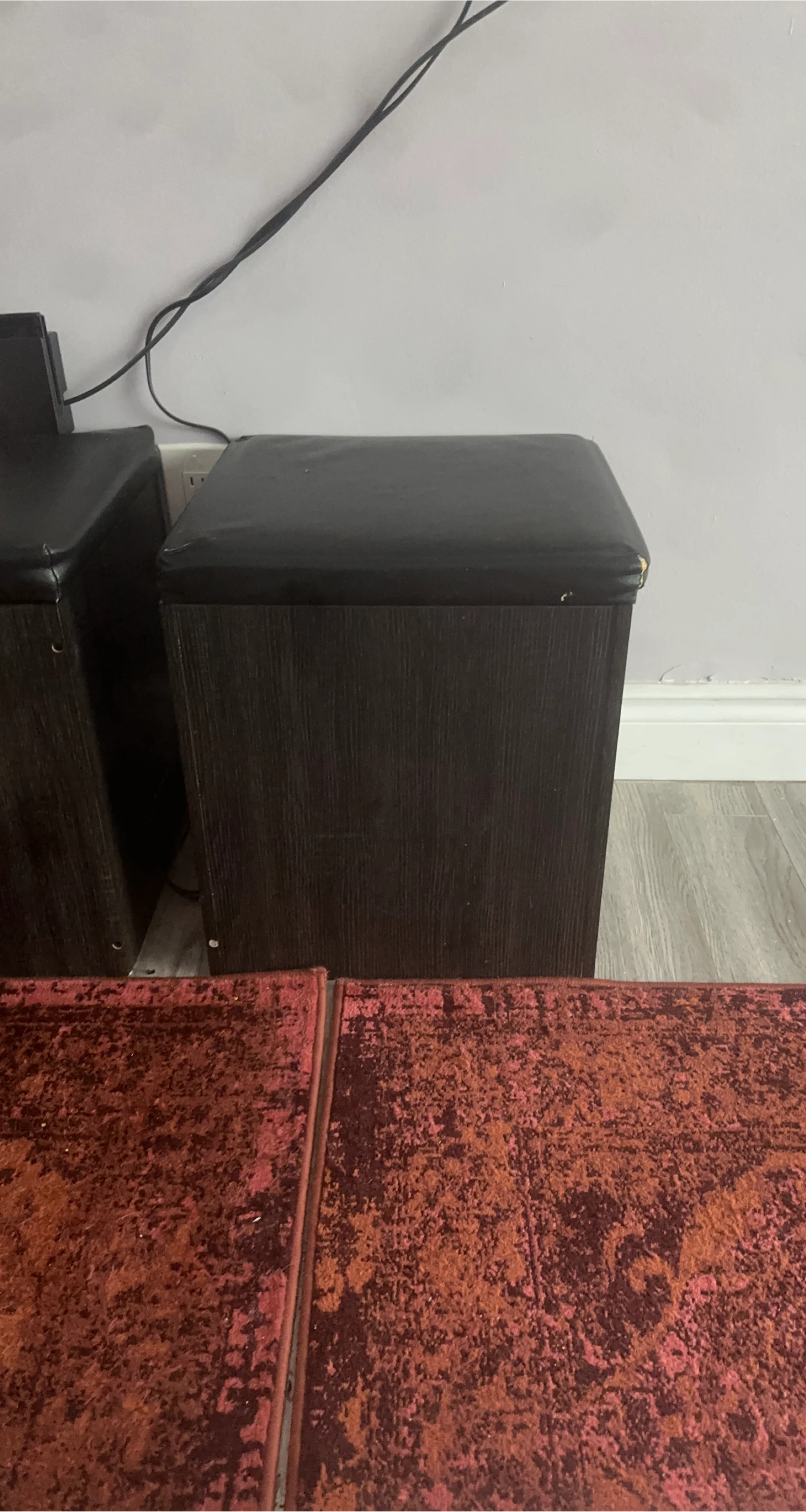 Black Faux Leather Storage Ottoman