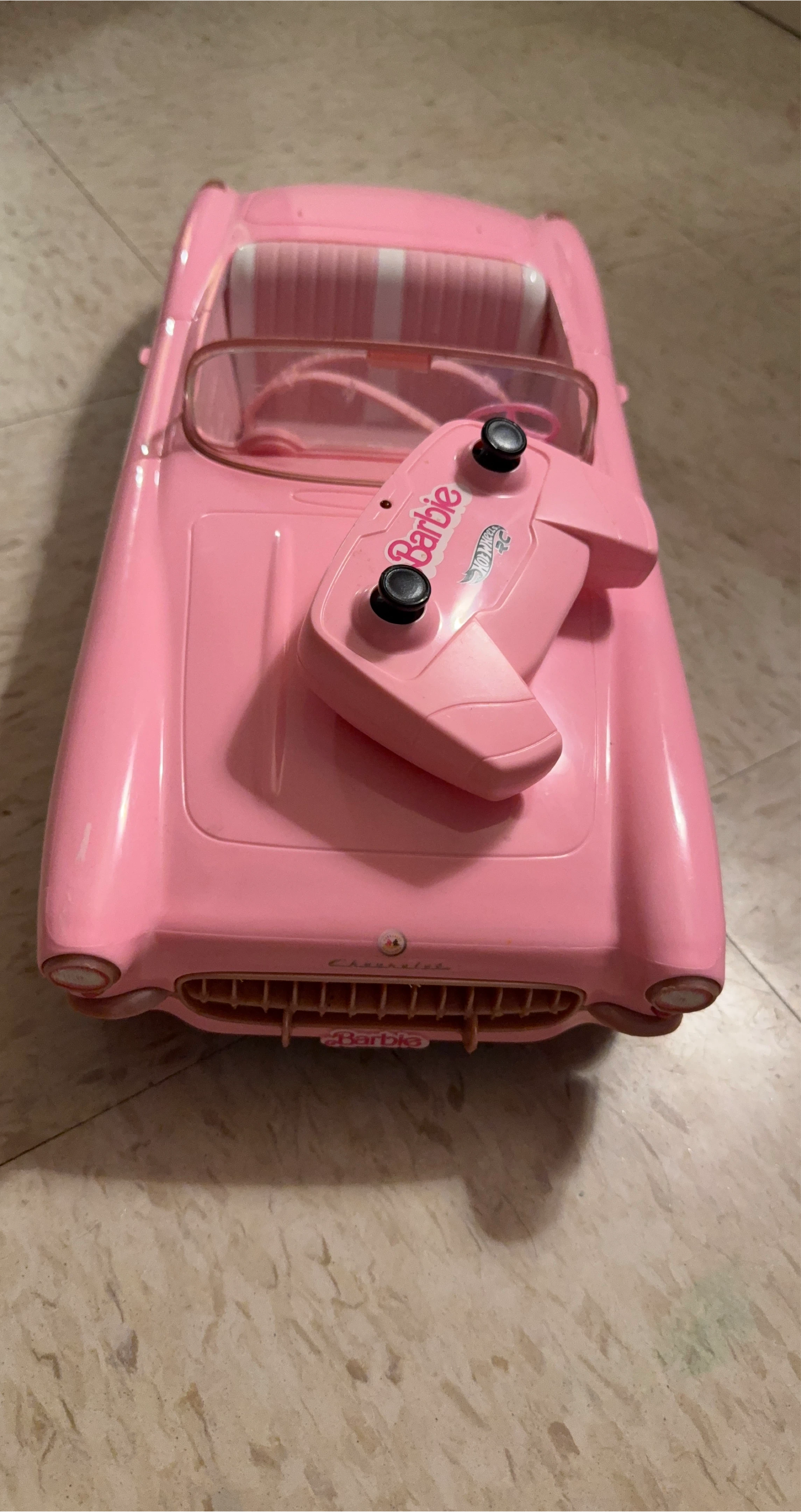 Pink Barbie Convertible RC Car with Remote