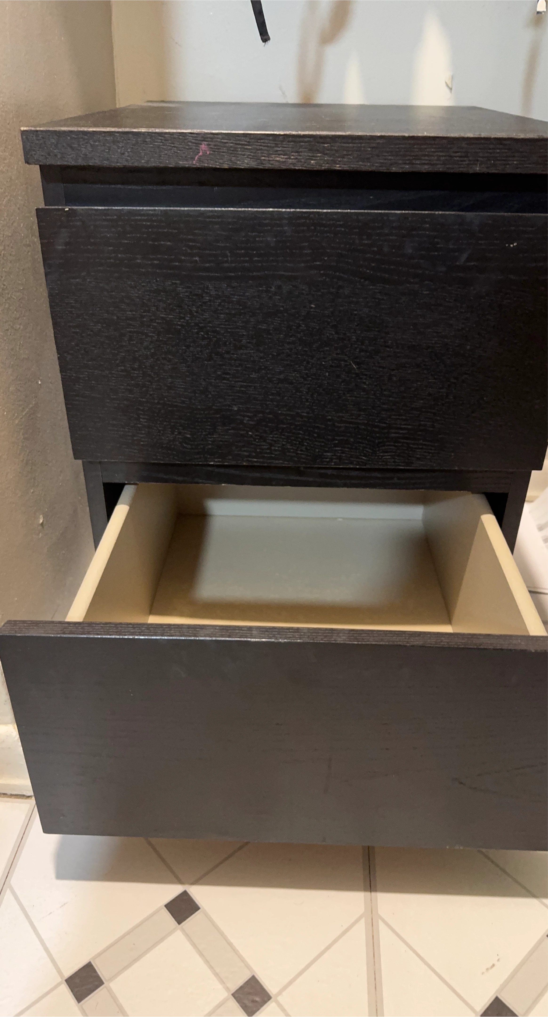 Black 2-Drawer Nightstand