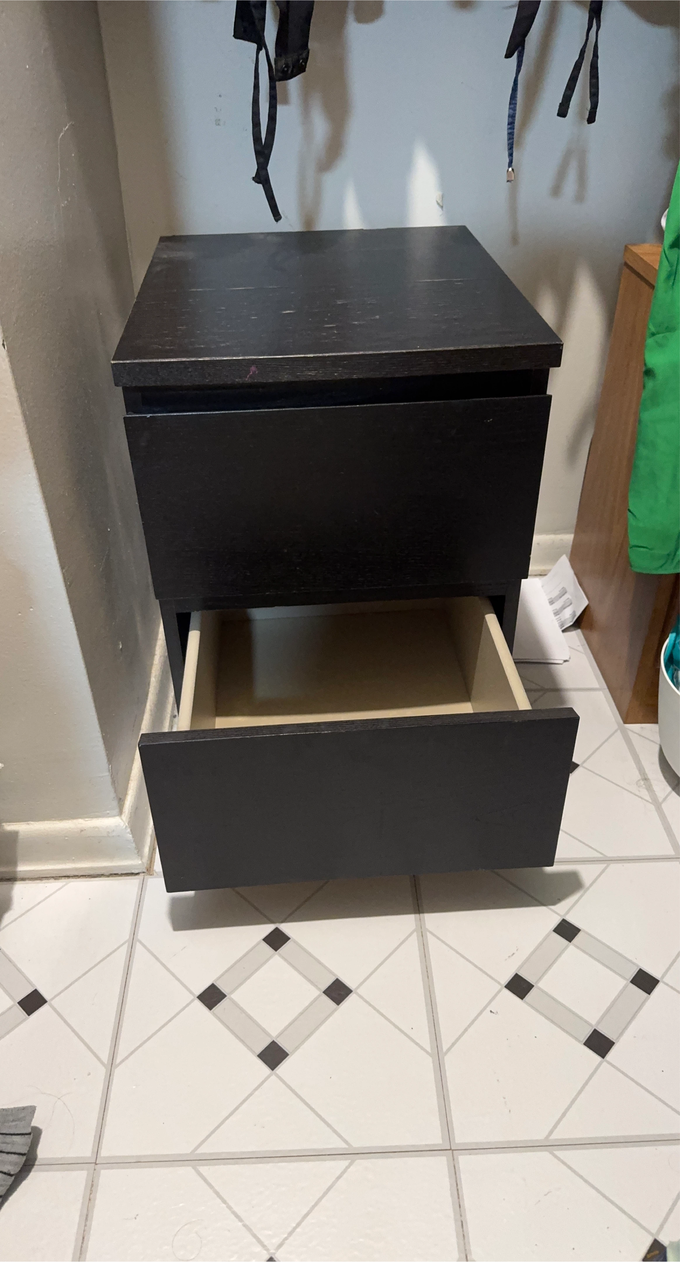 Black Two-Drawer Nightstand