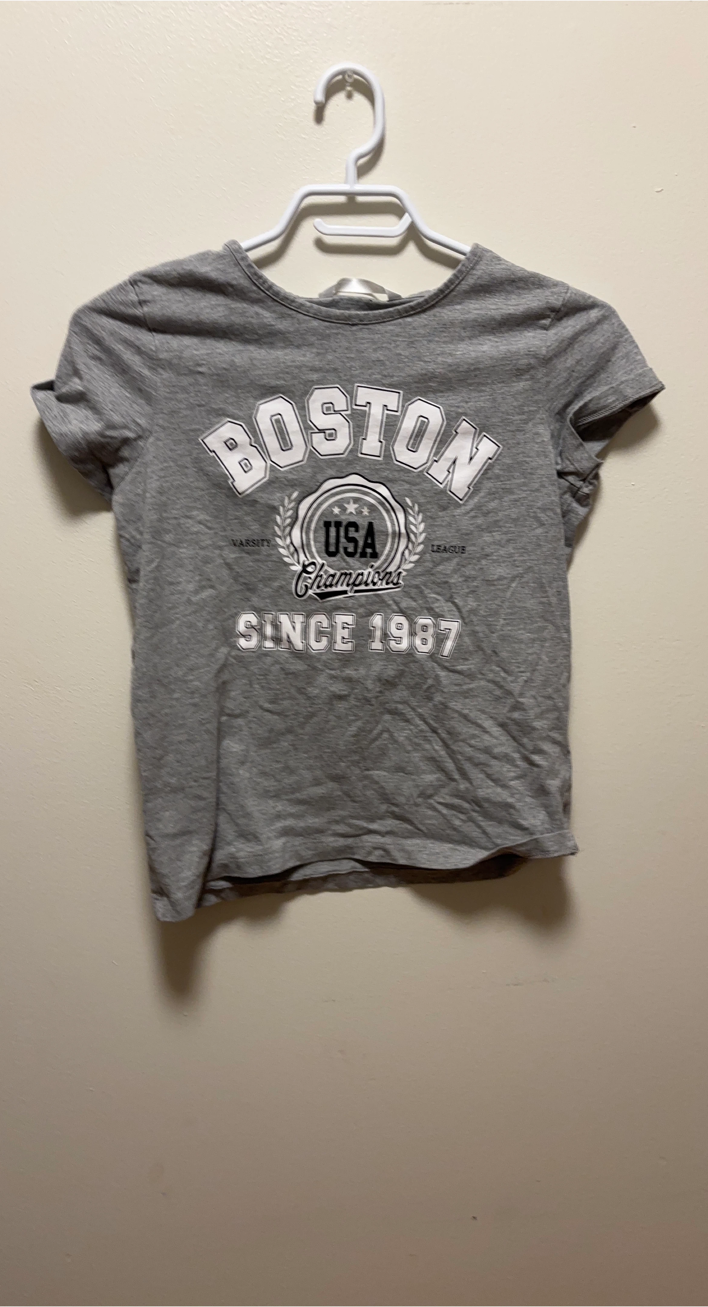 Kids Grey Boston USA Champions T-Shirt L/G