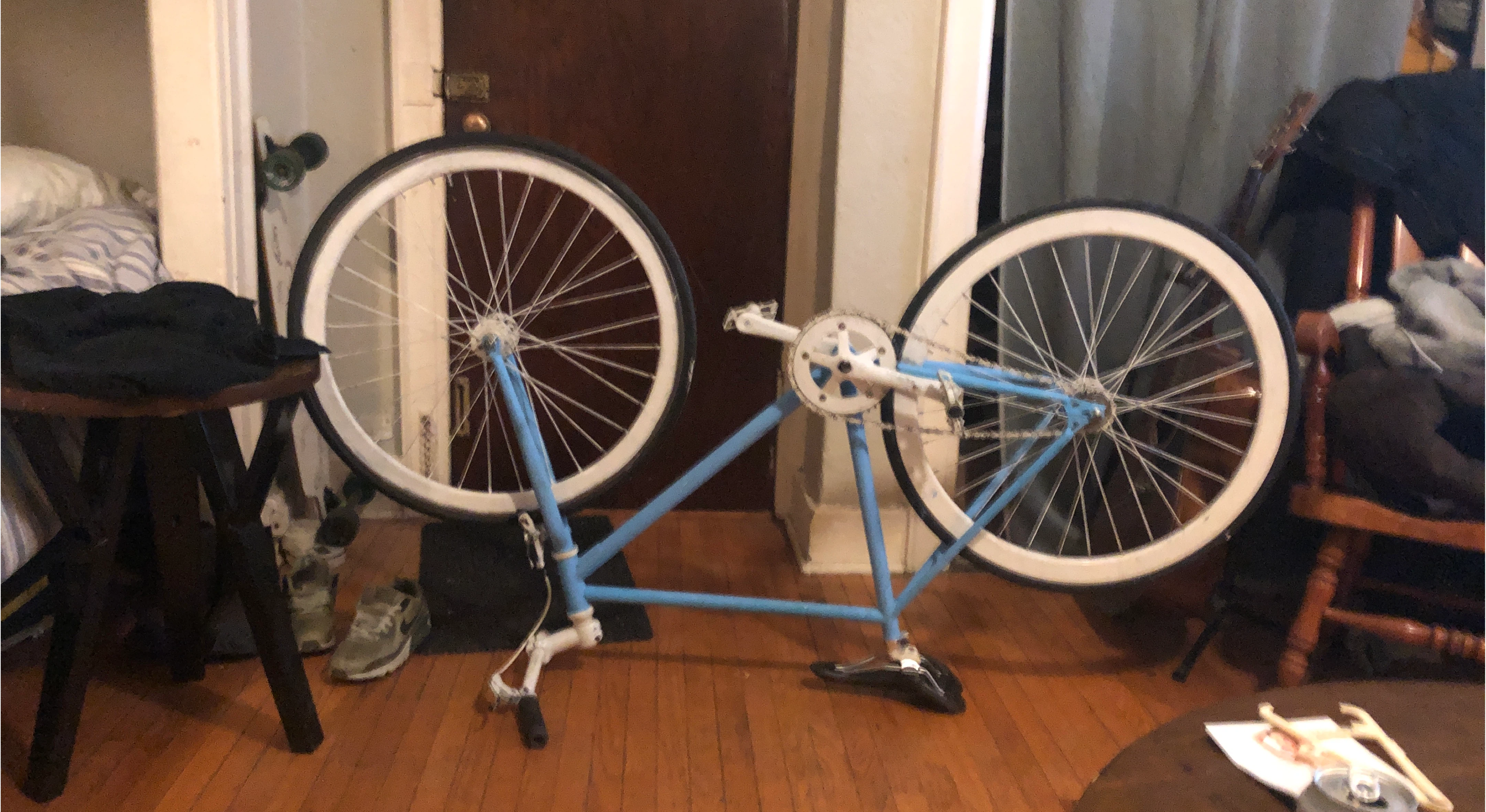 Blue Bicycle  straight Frame