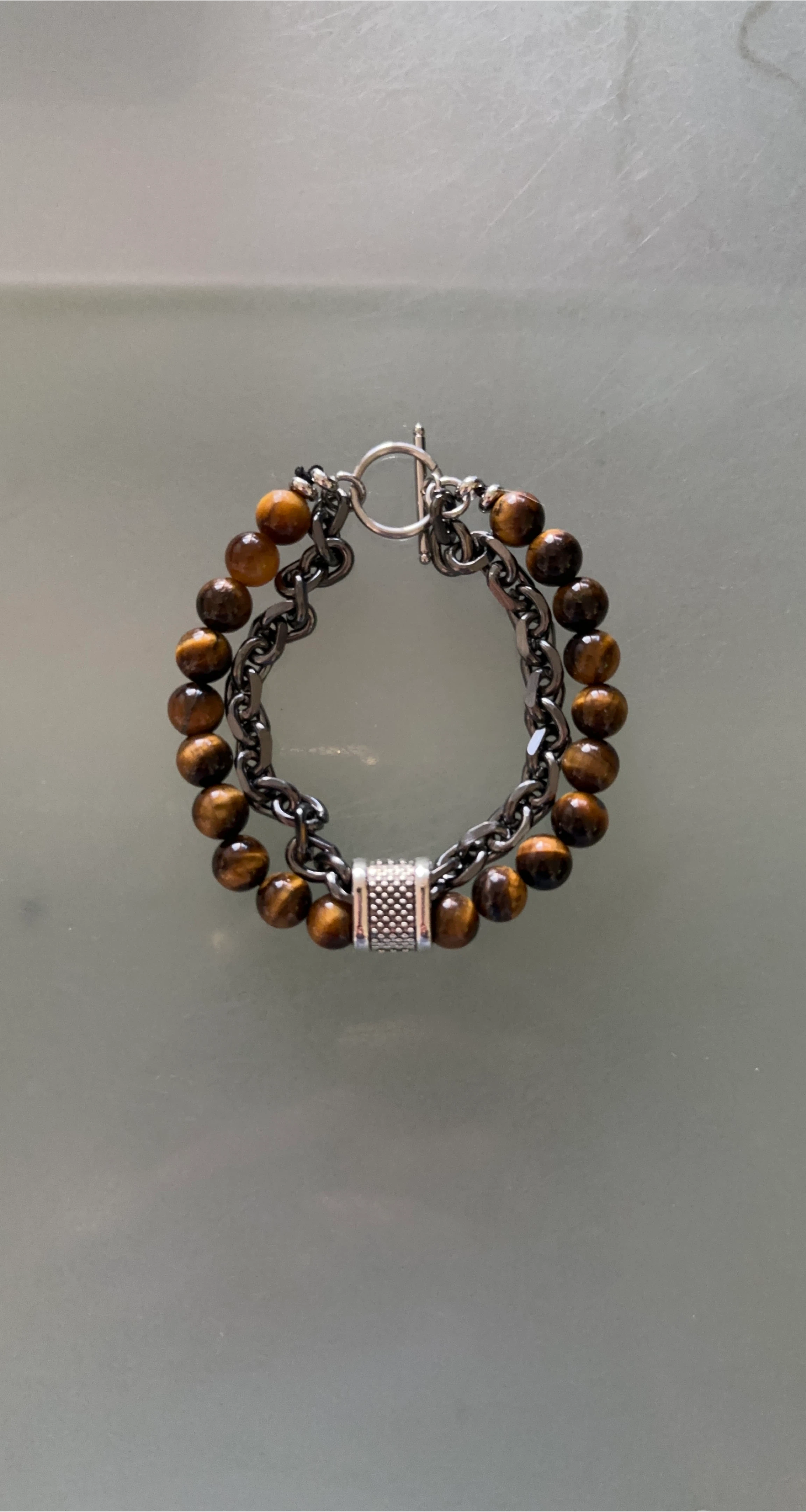 Tigers Eye and Chain Beaded Bracelet