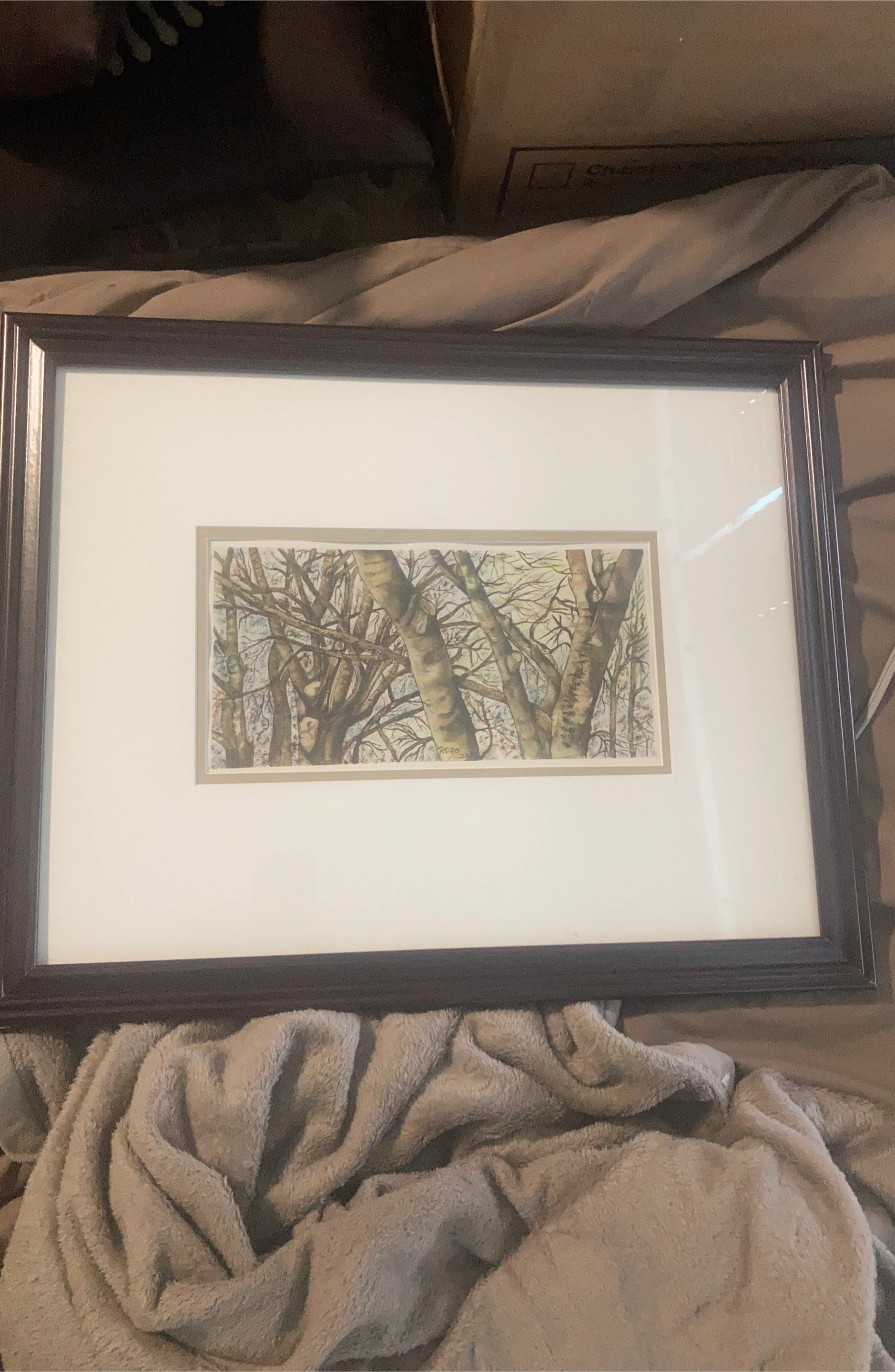 Framed Watercolour Art Print - Winter Trees