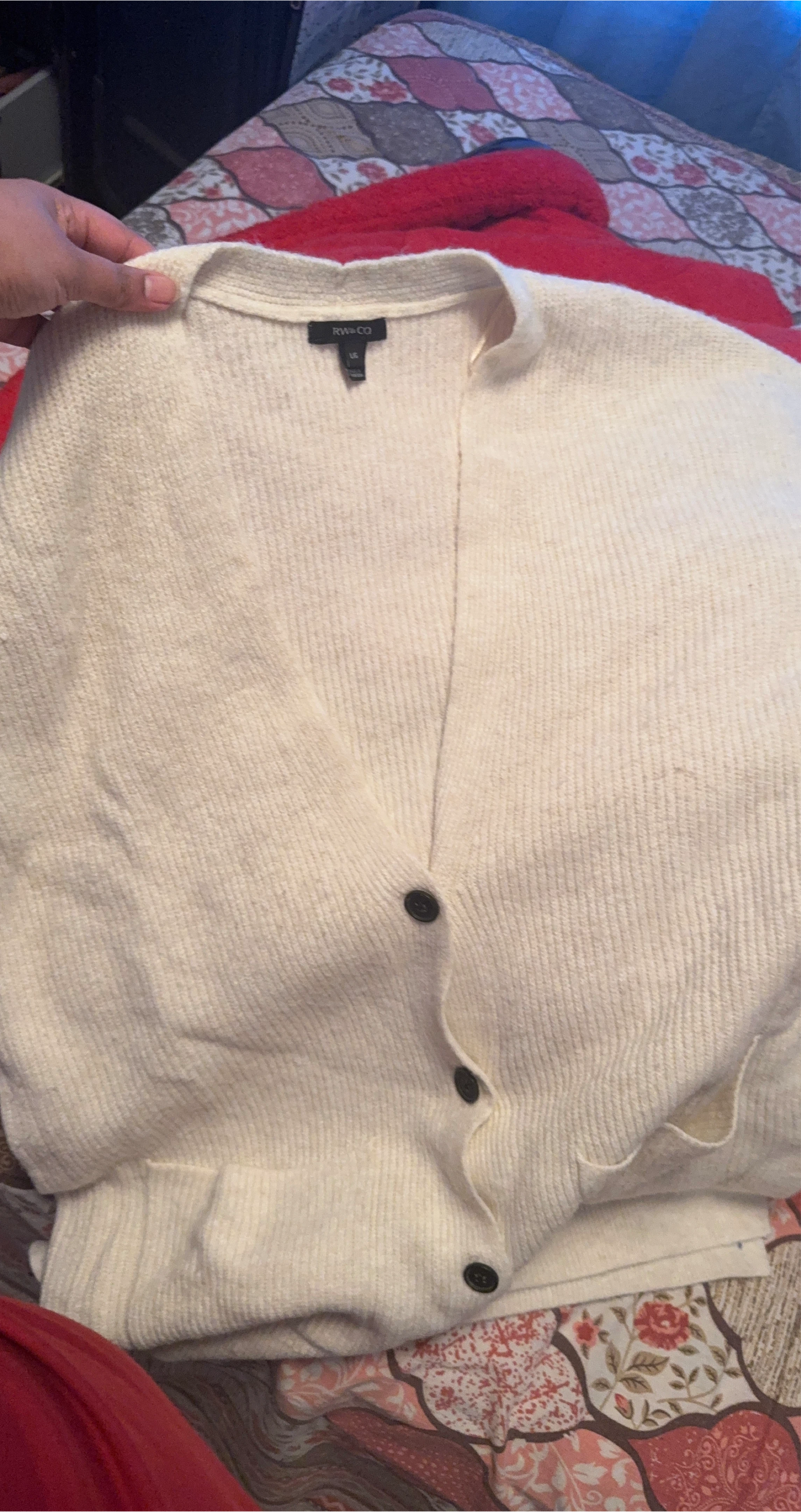 RW&CO. Cream Cardigan Sweater Size L