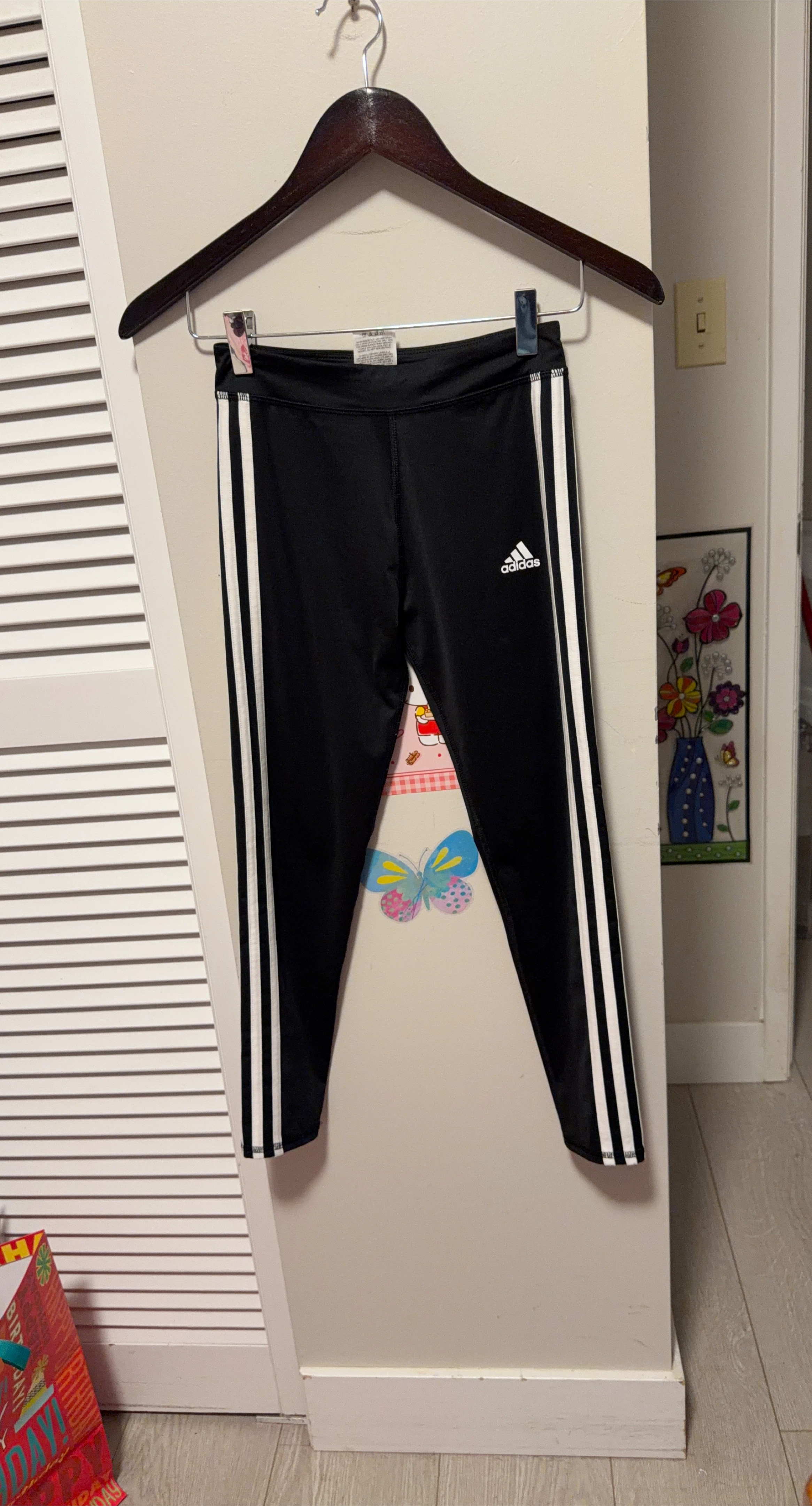 Adidas Youth 3-Stripes Tights Black size Medium (7-8)