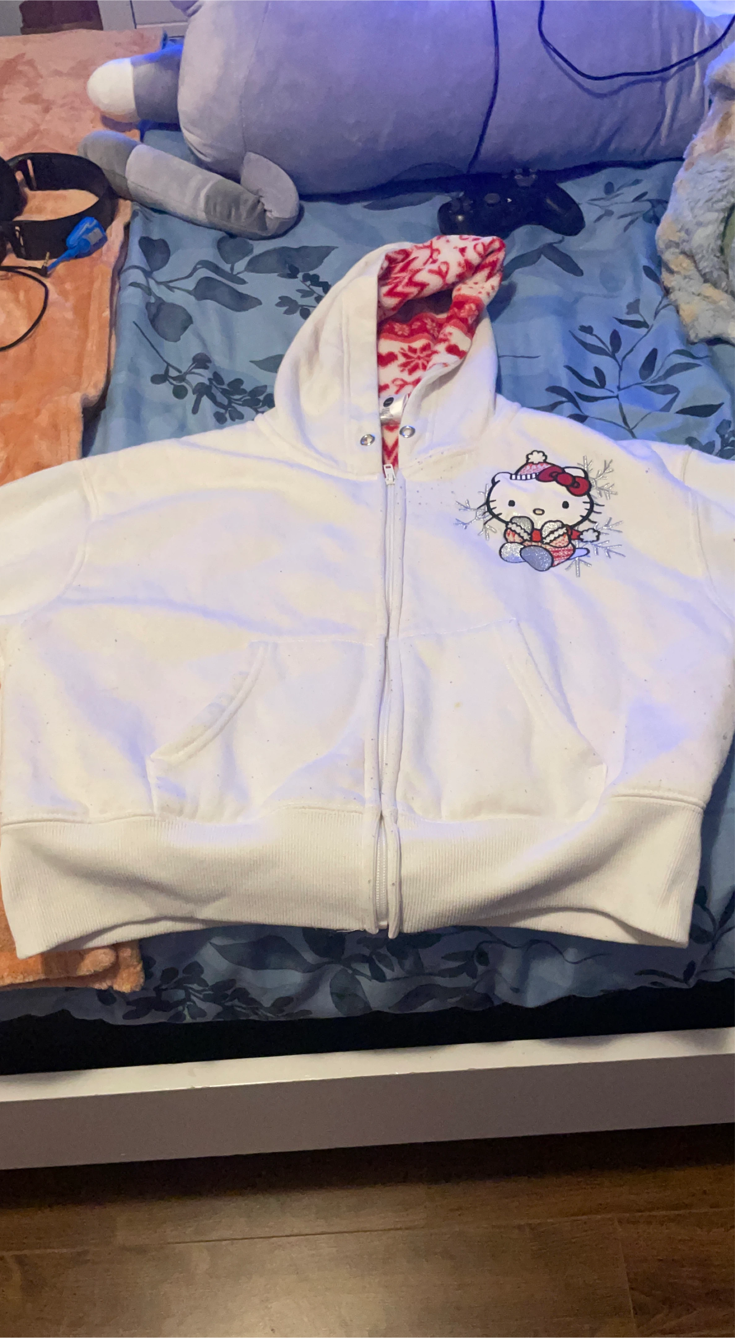 White Hello Kitty Zip-Up Hoodie