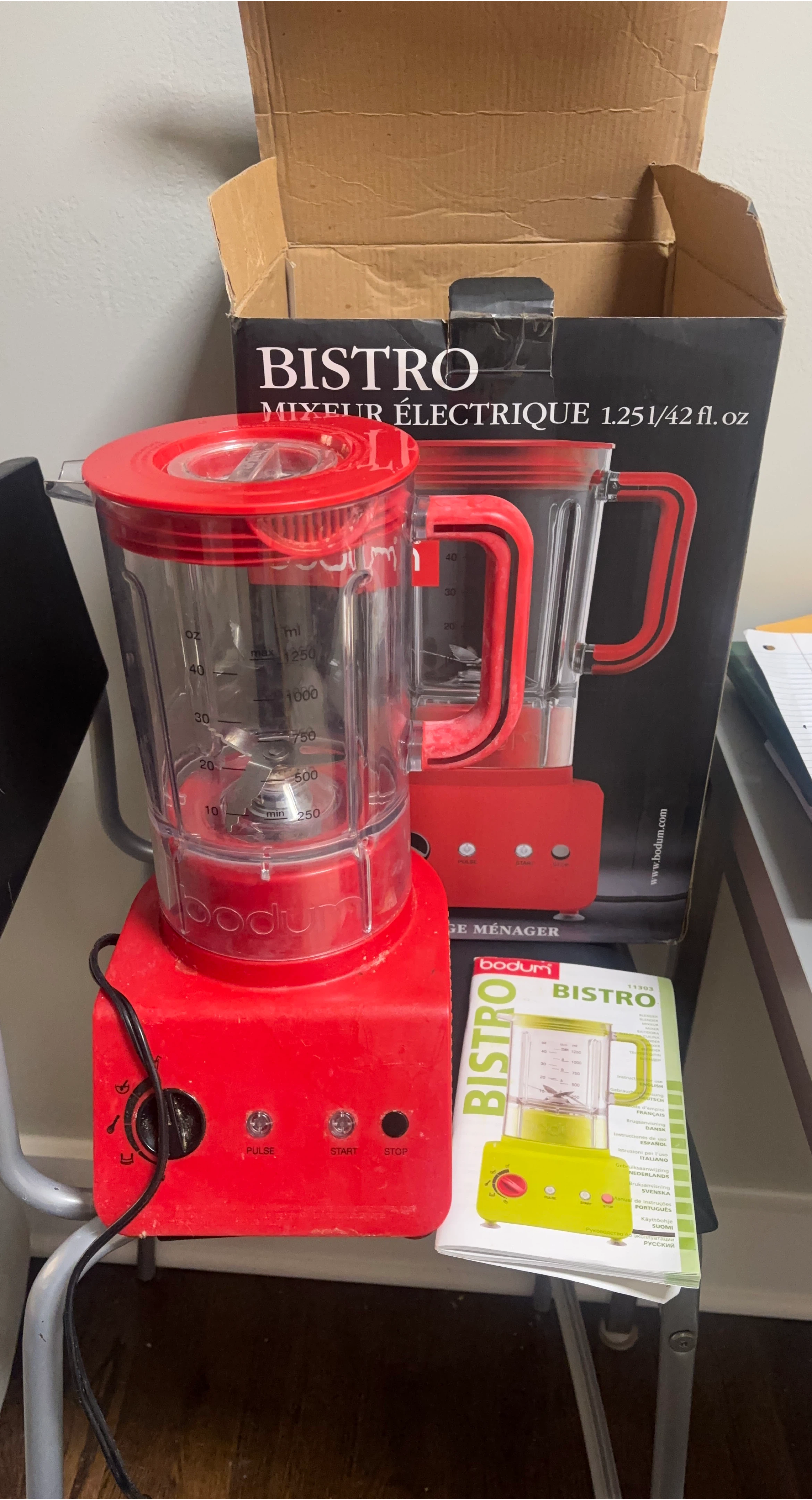 Bodum Bistro Red Electric Blender 1.25 L