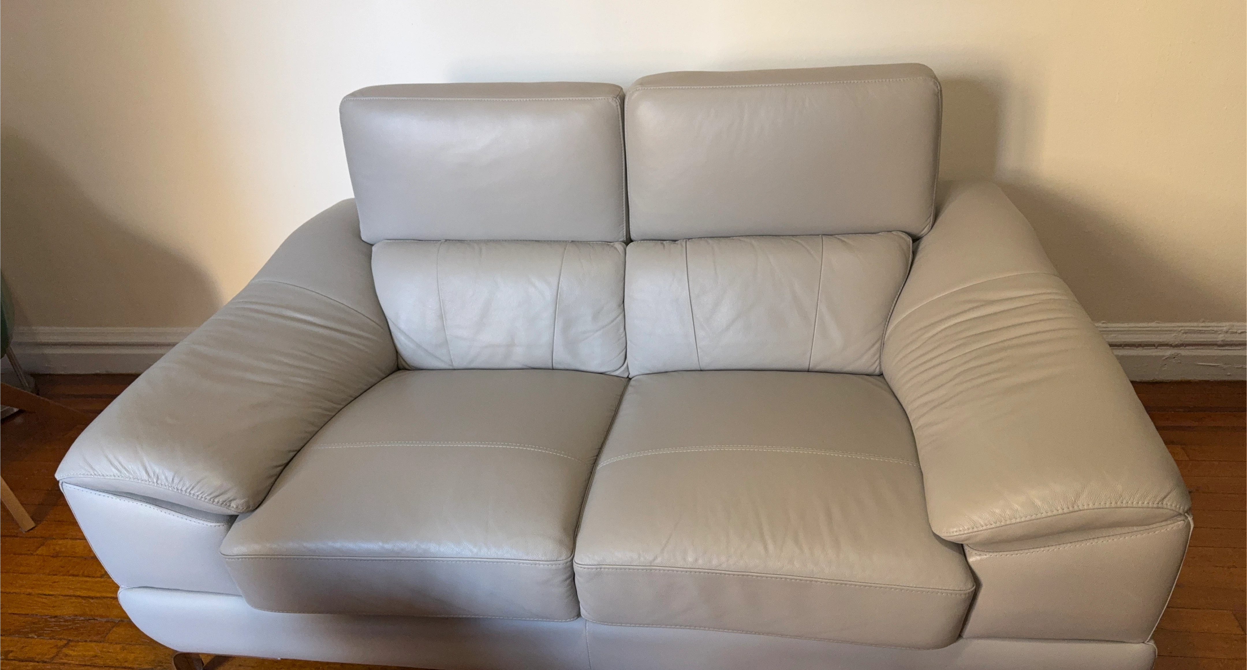 Light Gray Leather Loveseat Sofa