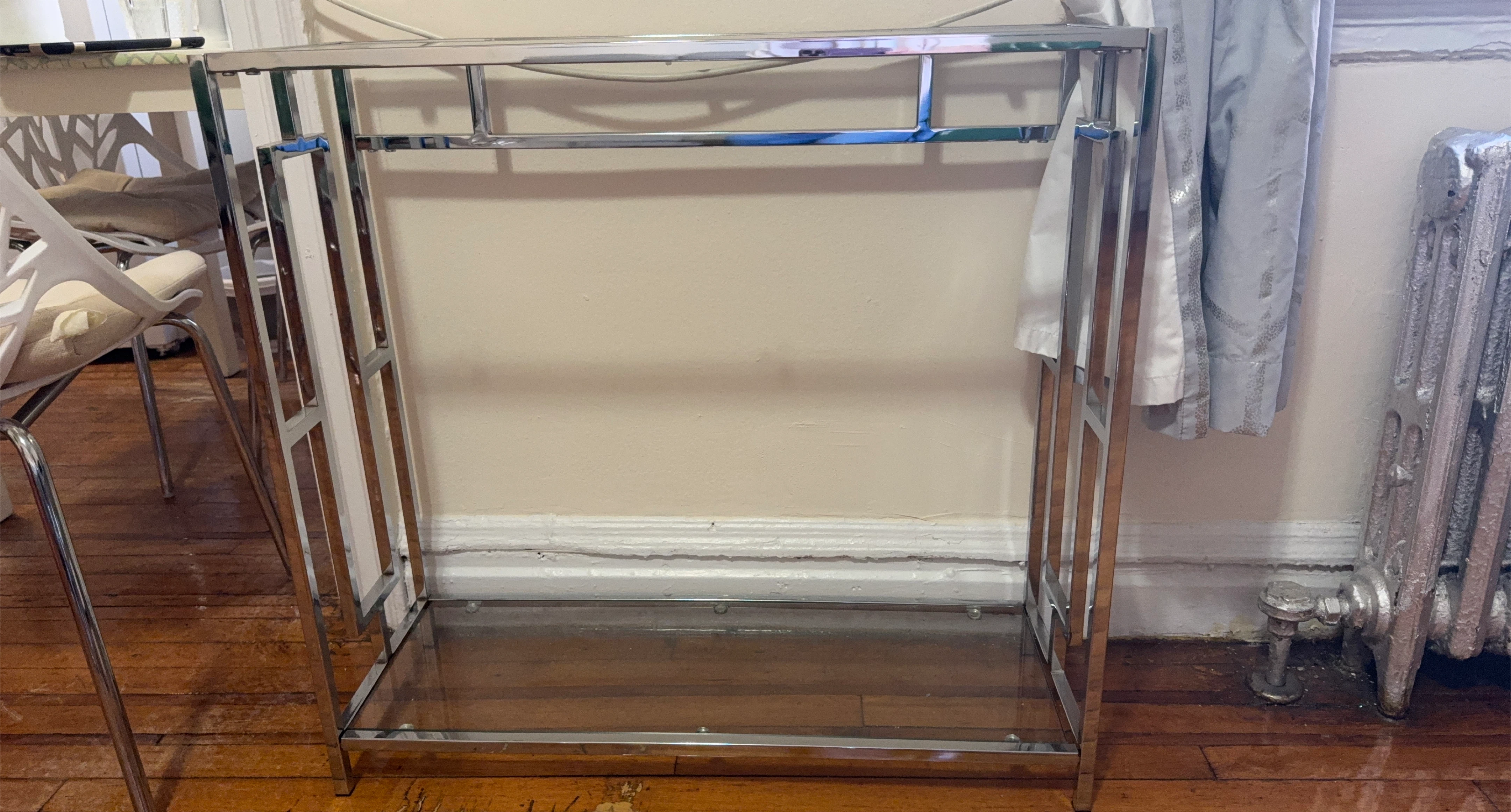 Silver Metal and Glass Shelf Unit