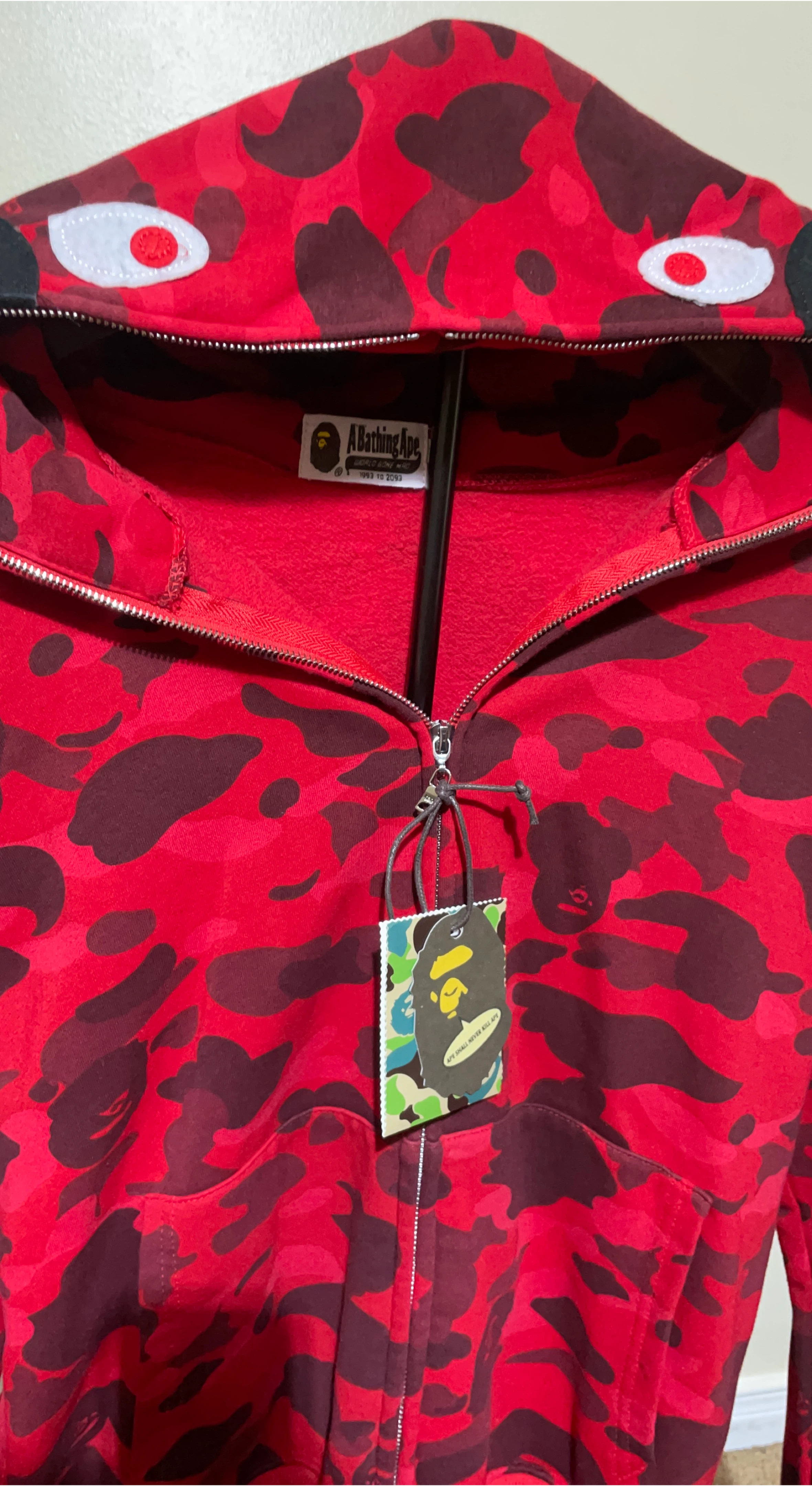Designer Inspired - BAPE Red Camo Shark Full Zip Hoodie