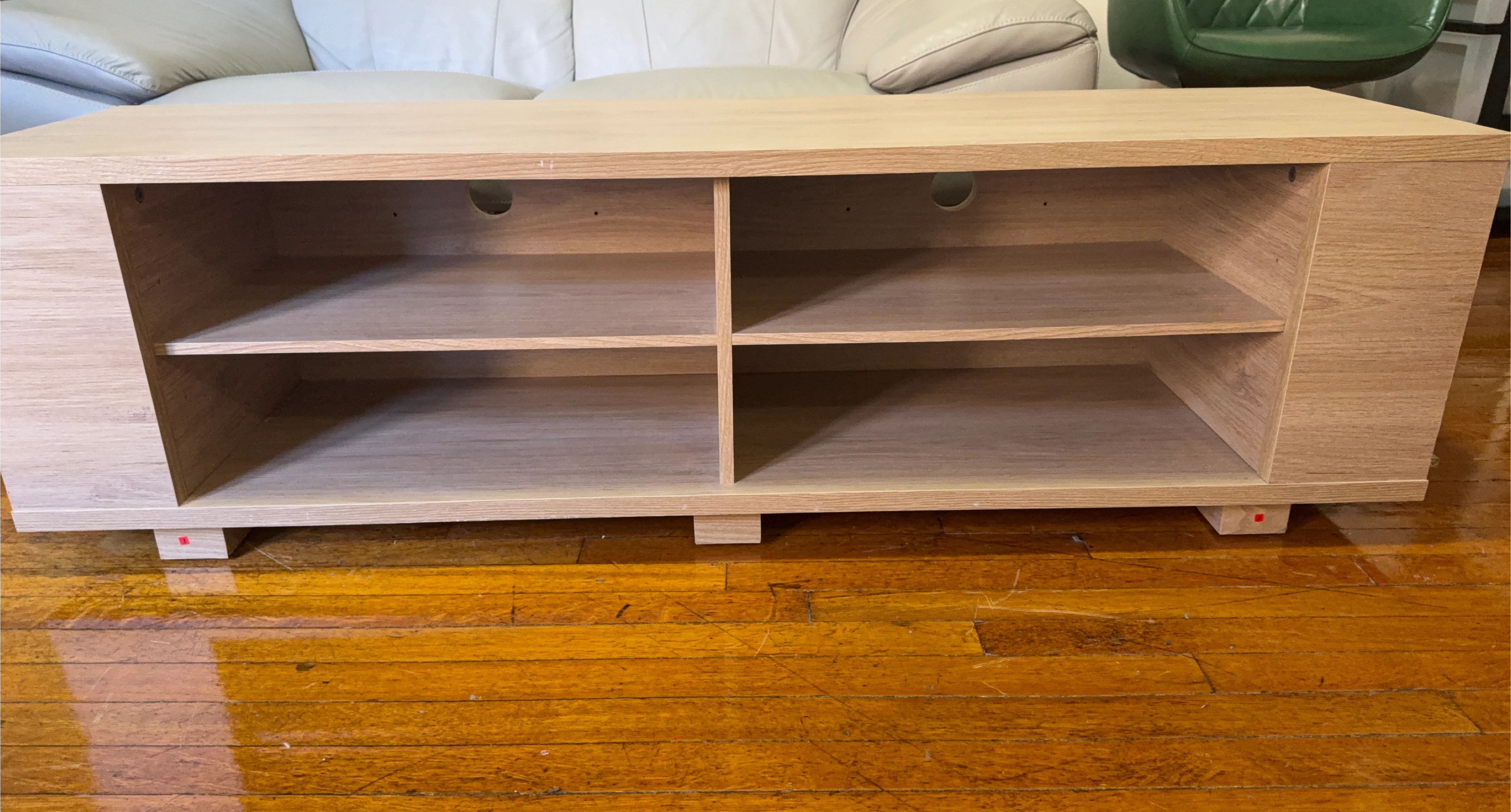 Light Oak TV Stand with Shelves