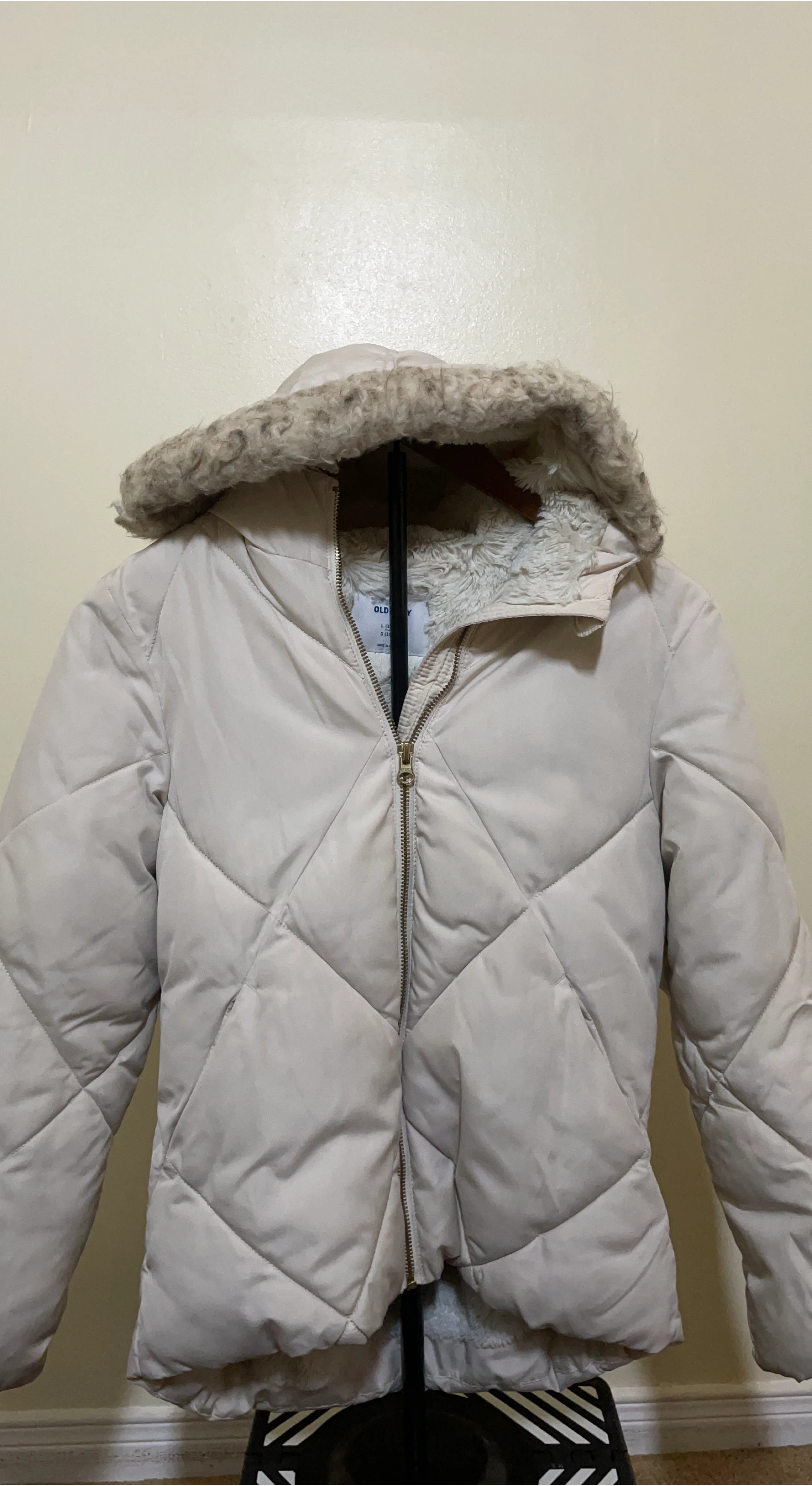 Old Navy Puffer Jacket with Fur Hood - Size L (10-12)