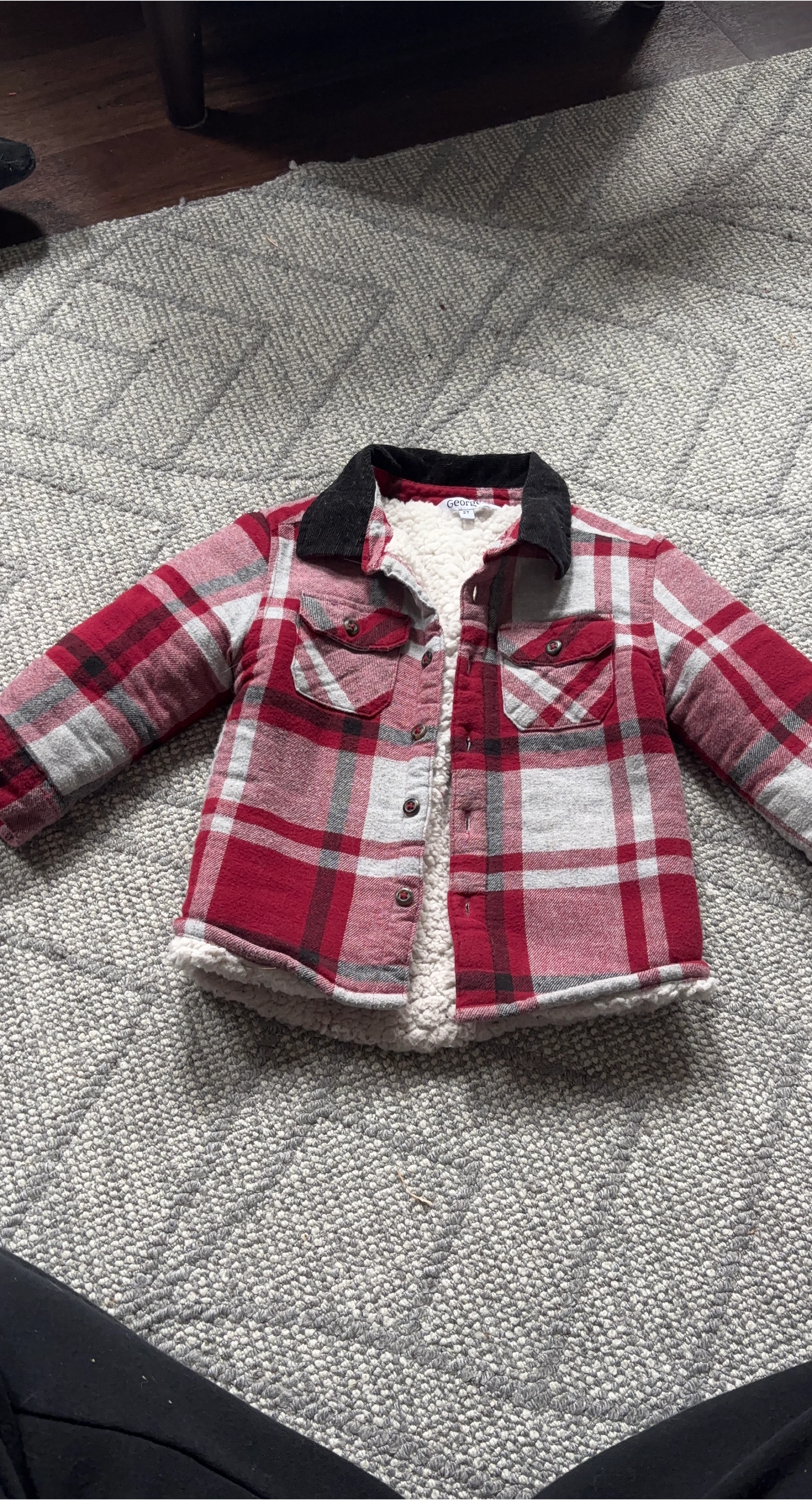 George Boys' Plaid Sherpa Lined Flannel Jacket 2T