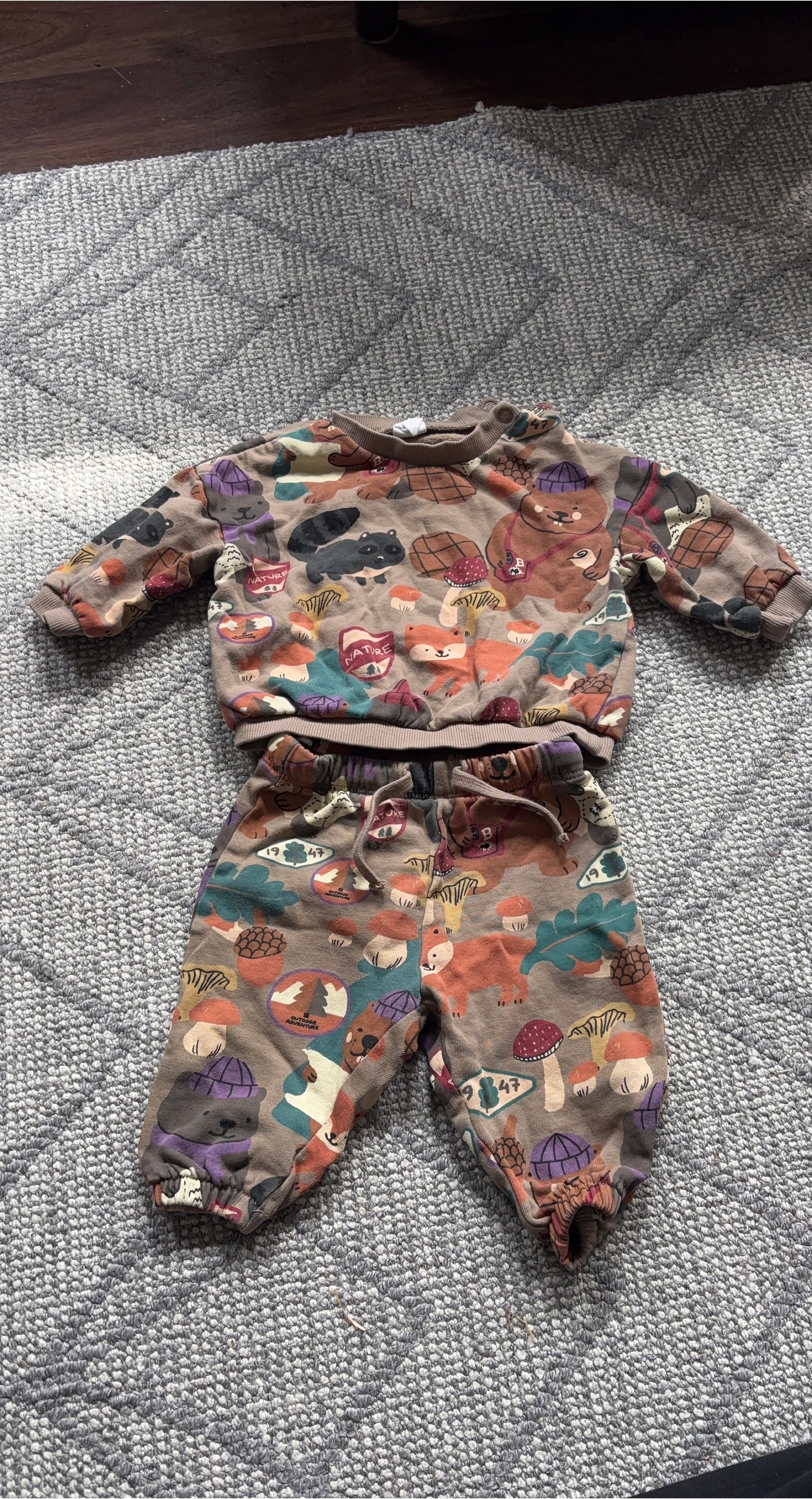 H&M Baby Woodland Animal & Mushroom Print Set 4-6M