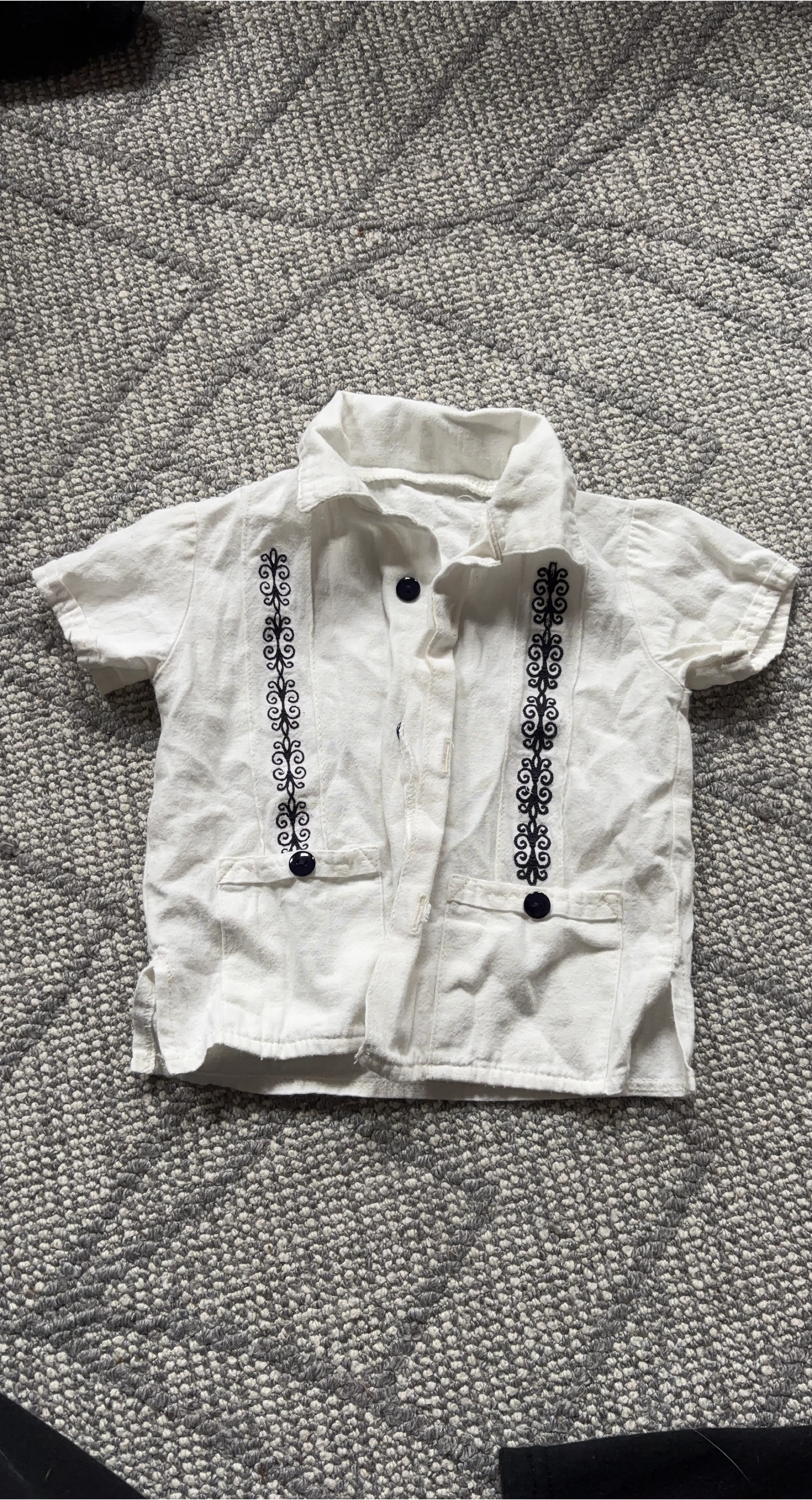 Kids Button-Up Shirt with Black Embroidery 1T