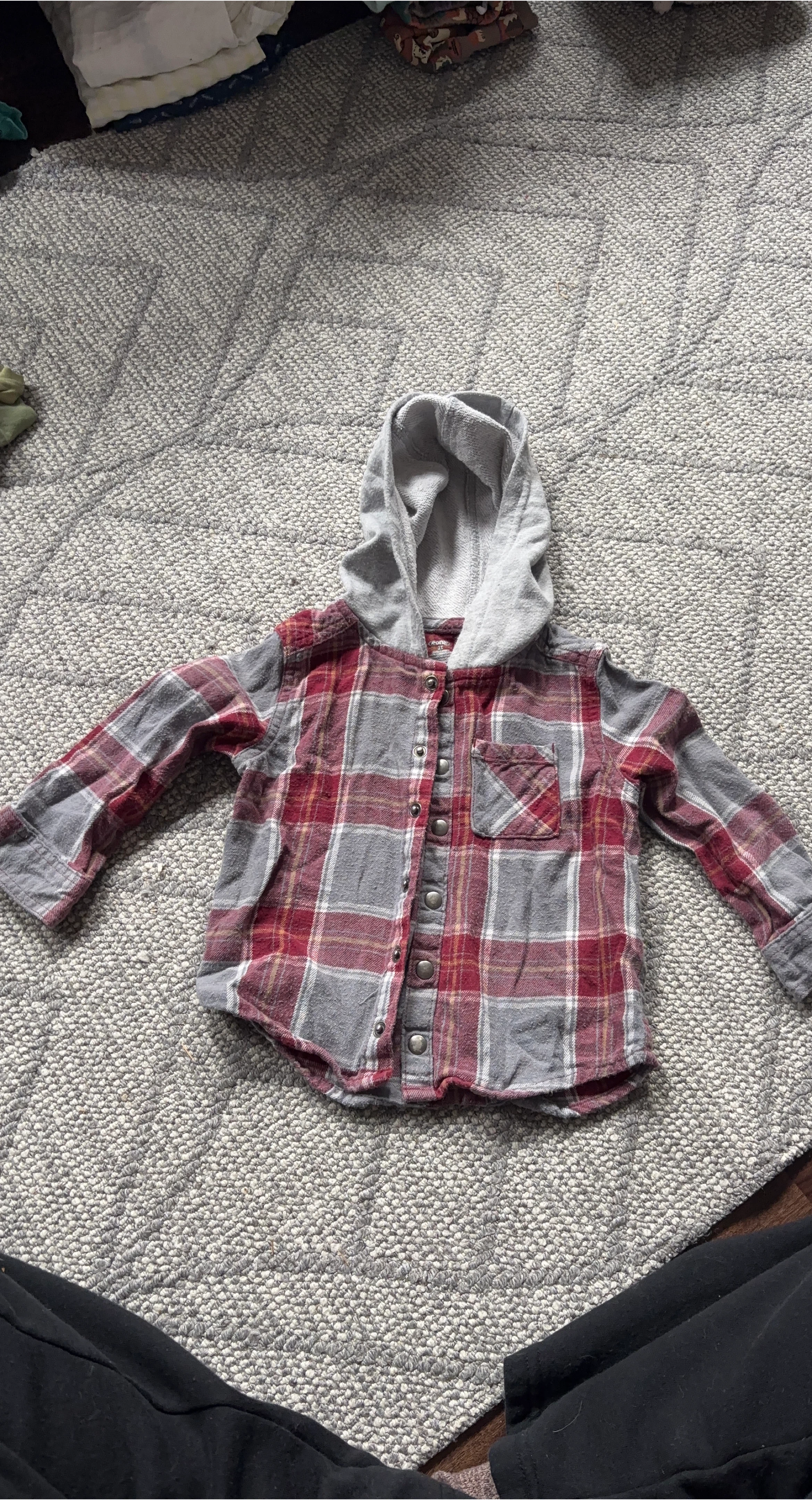 Kids George Plaid Flannel Hoodie Shirt 2T