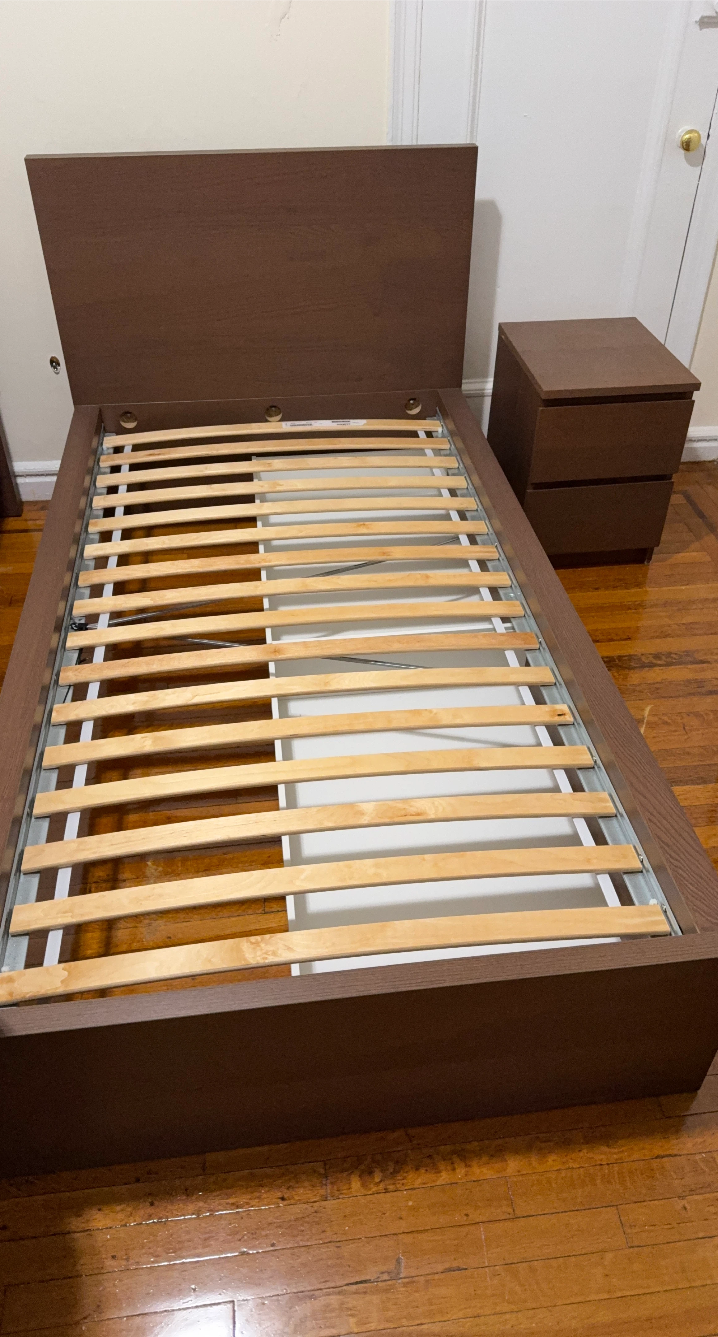 Brown Twin Bed Frame with Slats