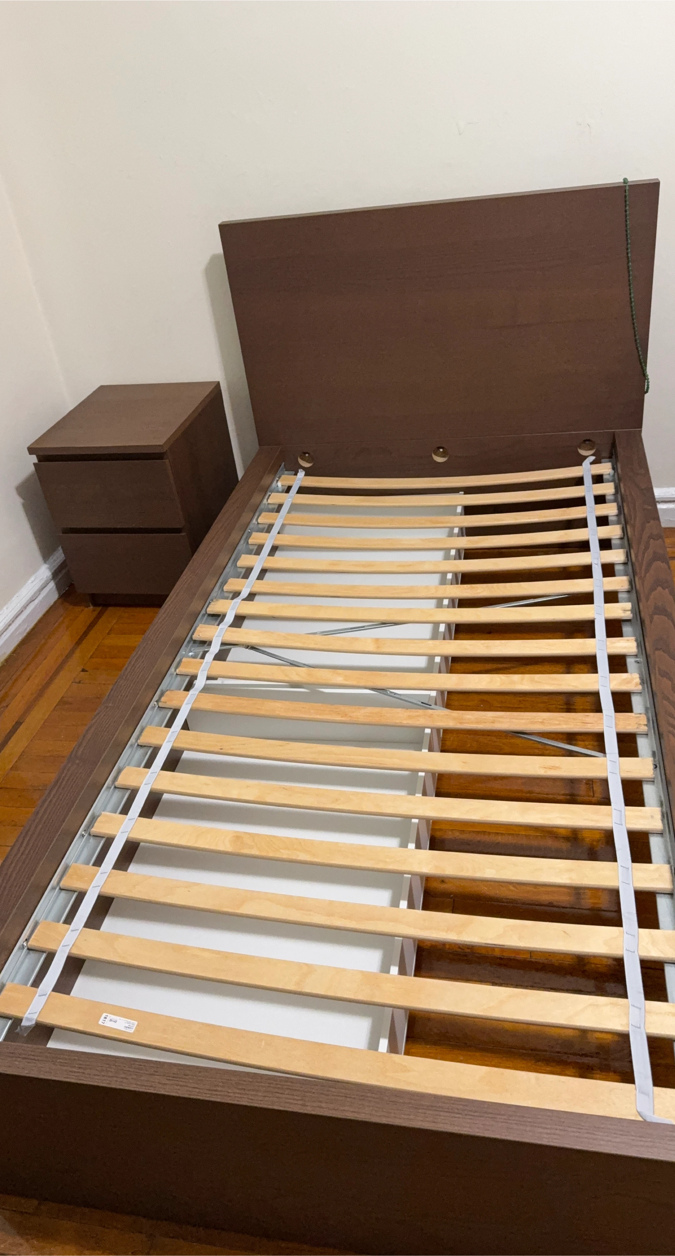 Brown Wood Bed Frame with Slats