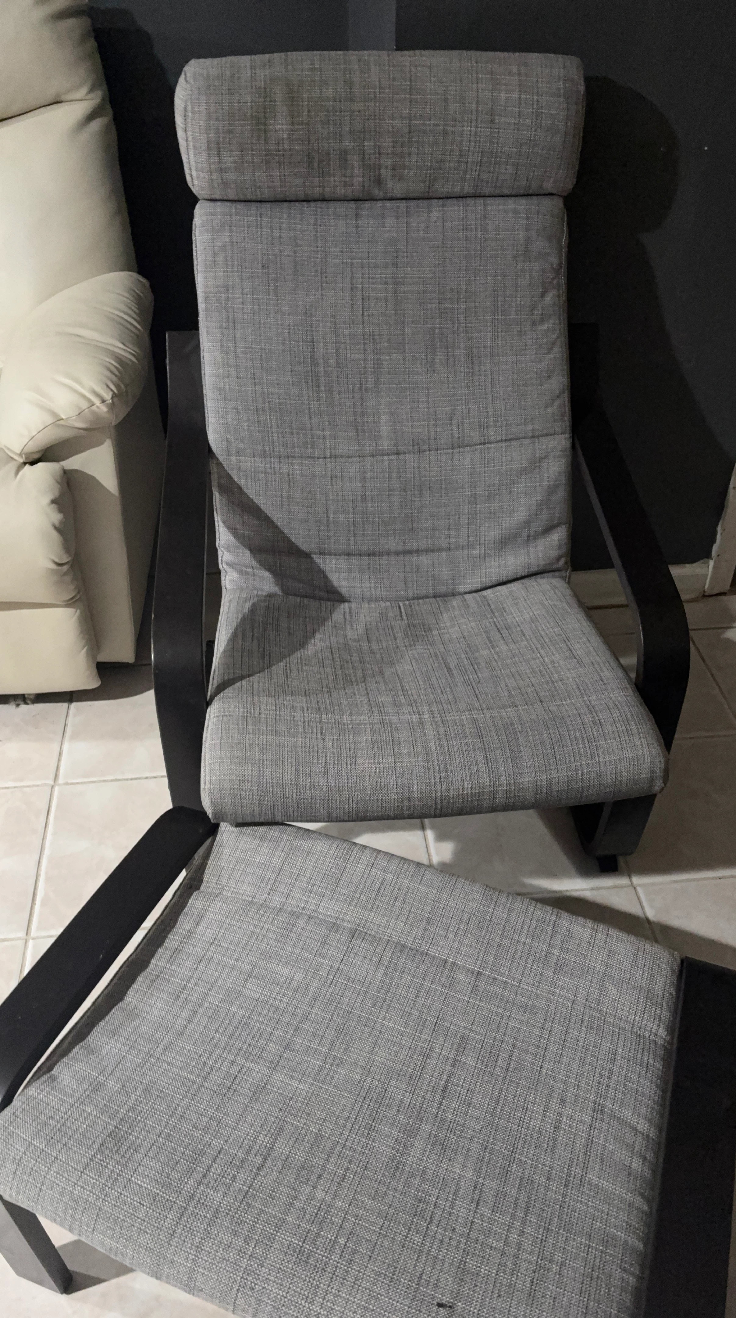 Armchair and Ottoman - Black-Brown/Skiftestbo Dark Gray