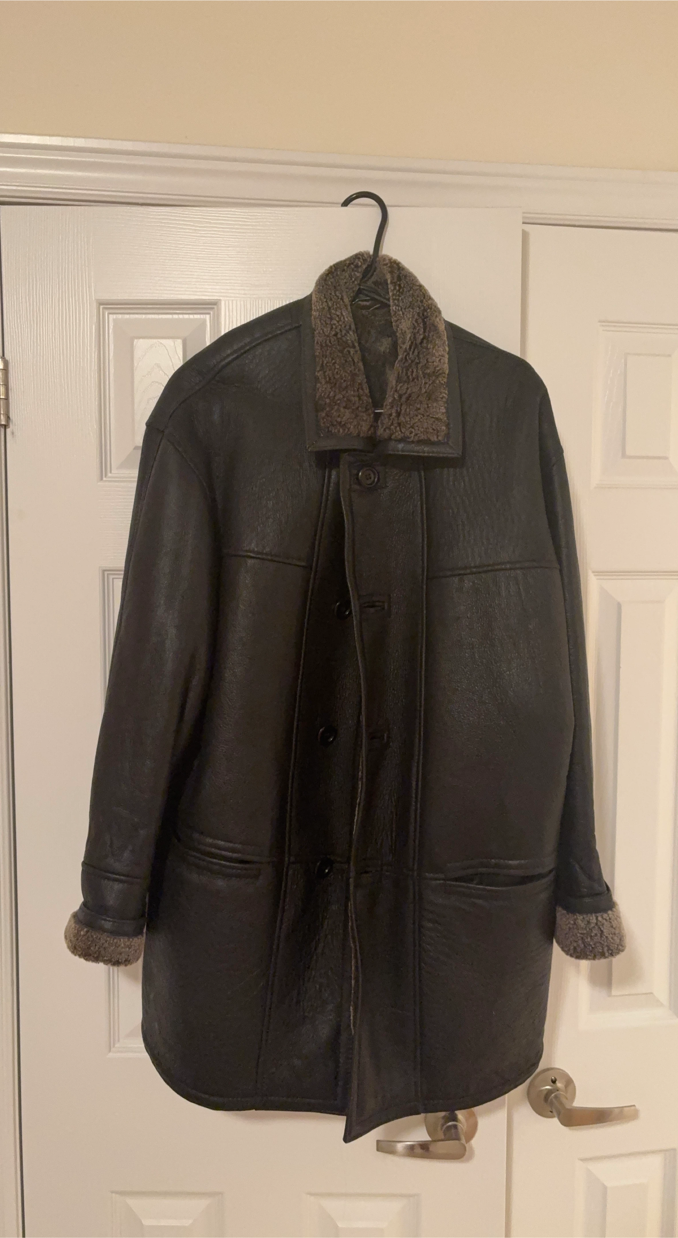 Men's Dark Brown Shearling Lined Leather Jacket
